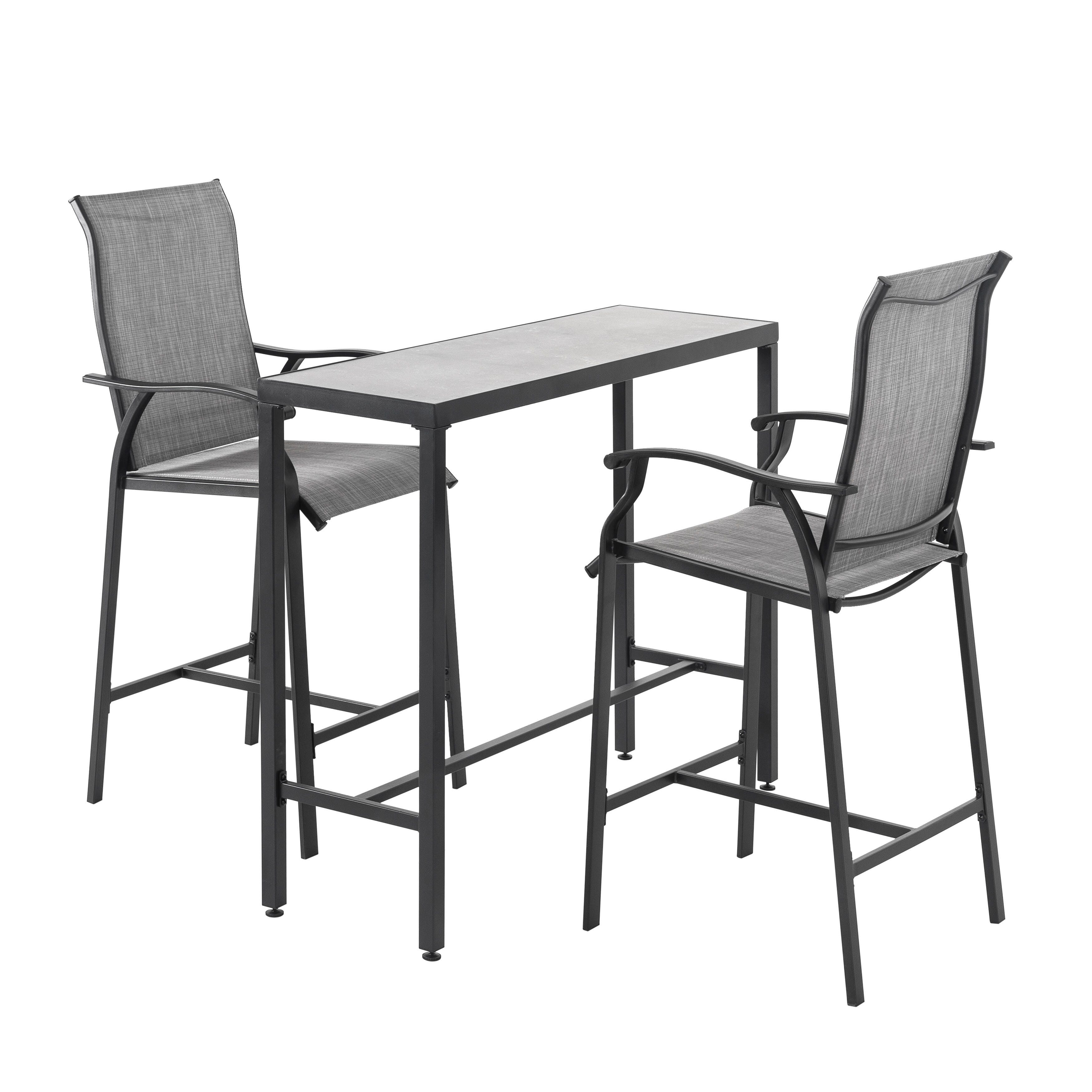 Nuu Garden Outdoor Bar Table and 2 Textilene Bar Stools, , large