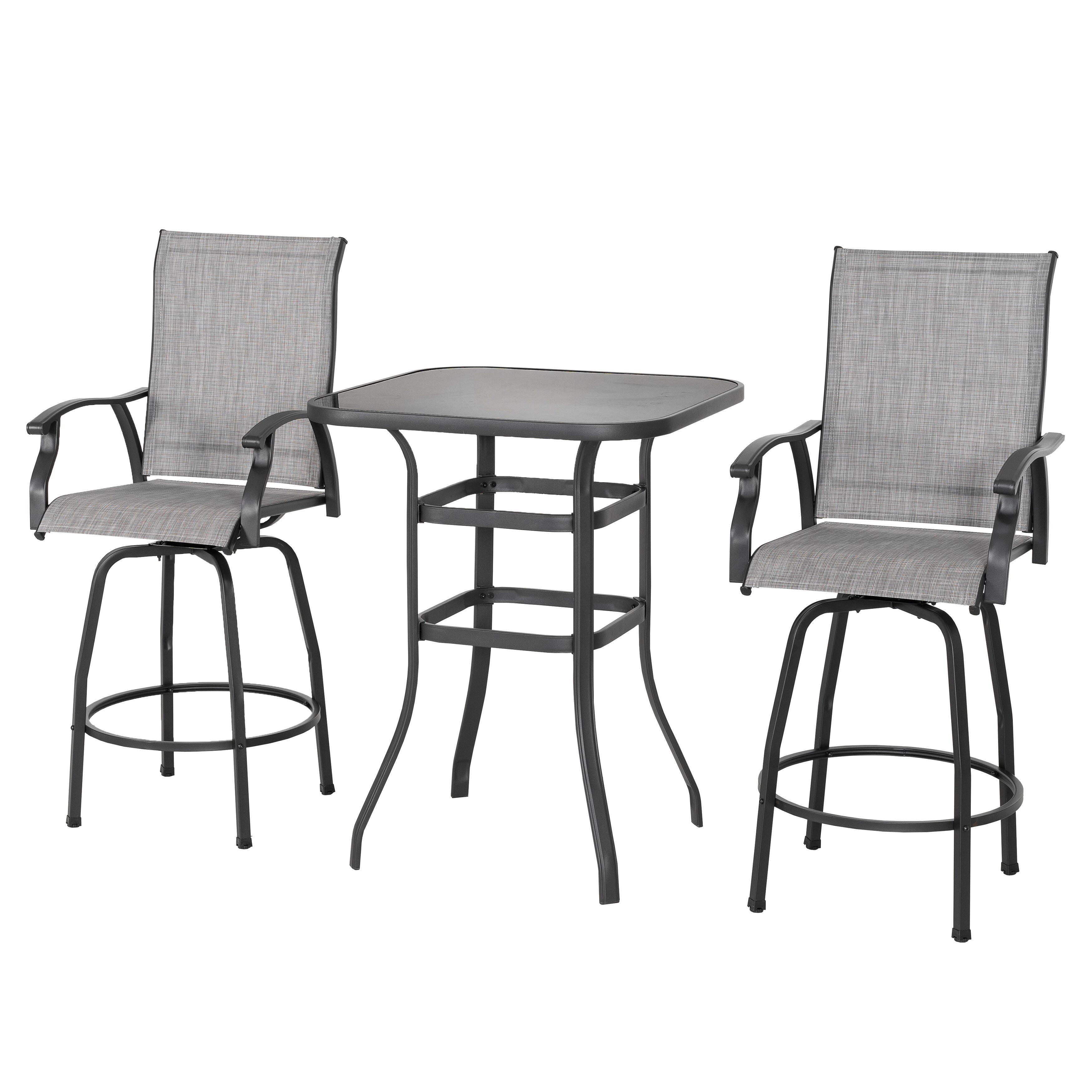 Nuu Garden Outdoor Bar Table with 2 Textilene Bar Stools, , large