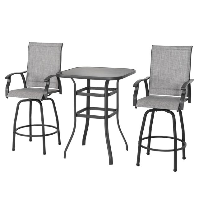 Nuu Garden Outdoor Bar Table with 2 Textilene Bar Stools