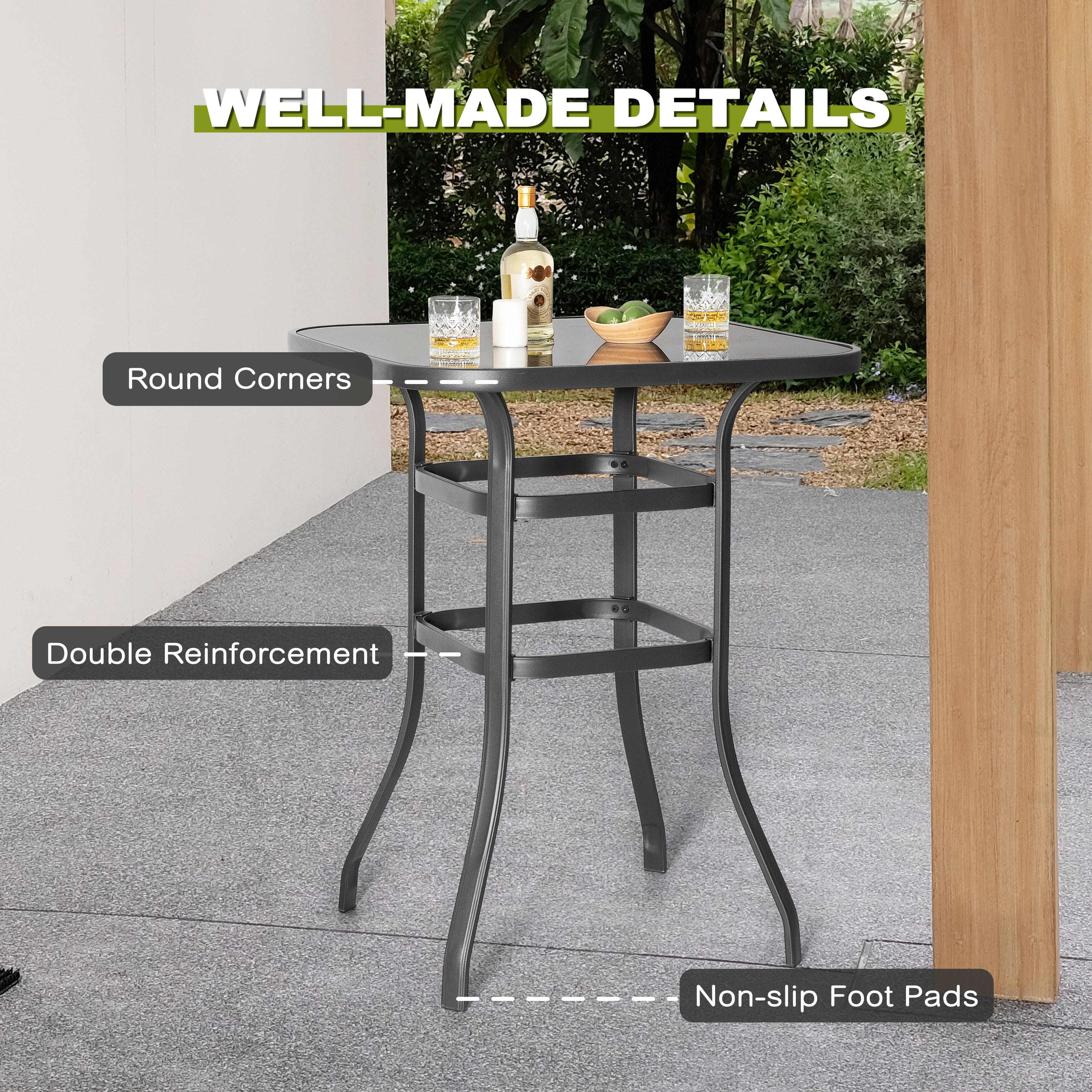Nuu Garden Outdoor Bar Table with 2 Textilene Bar Stools, , large