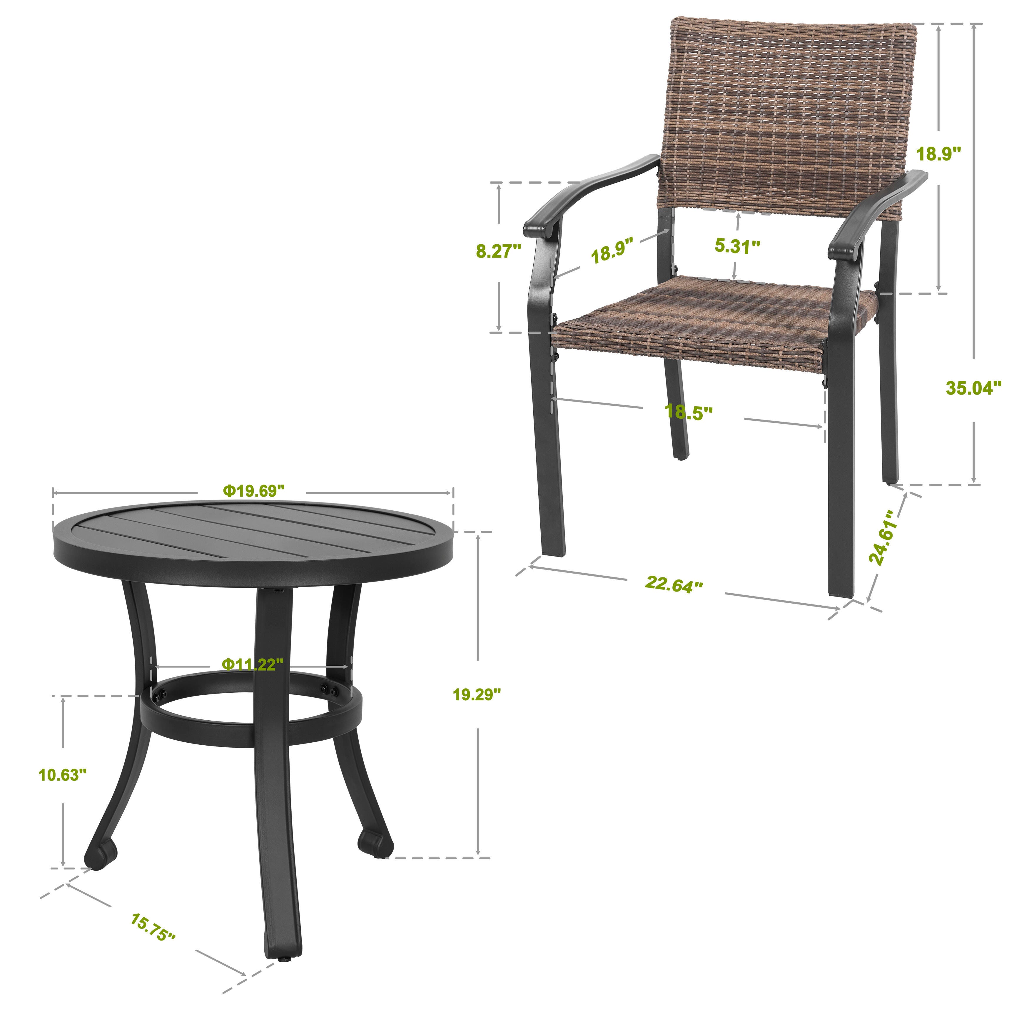 Nuu Garden Outdoor Bistro Table and 2 Chairs, , large