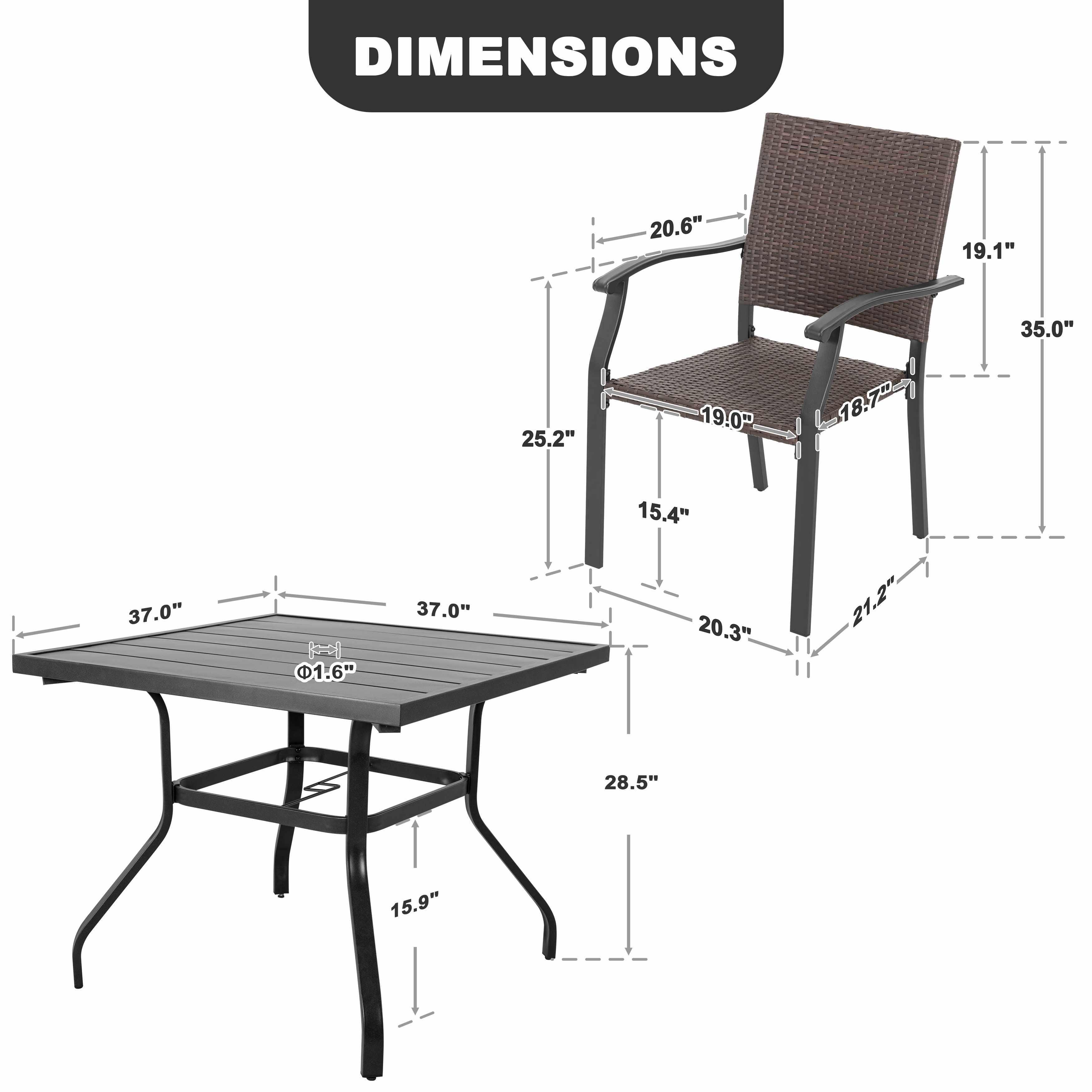 Nuu Garden Outdoor Dining Table and 4 Chairs, , large