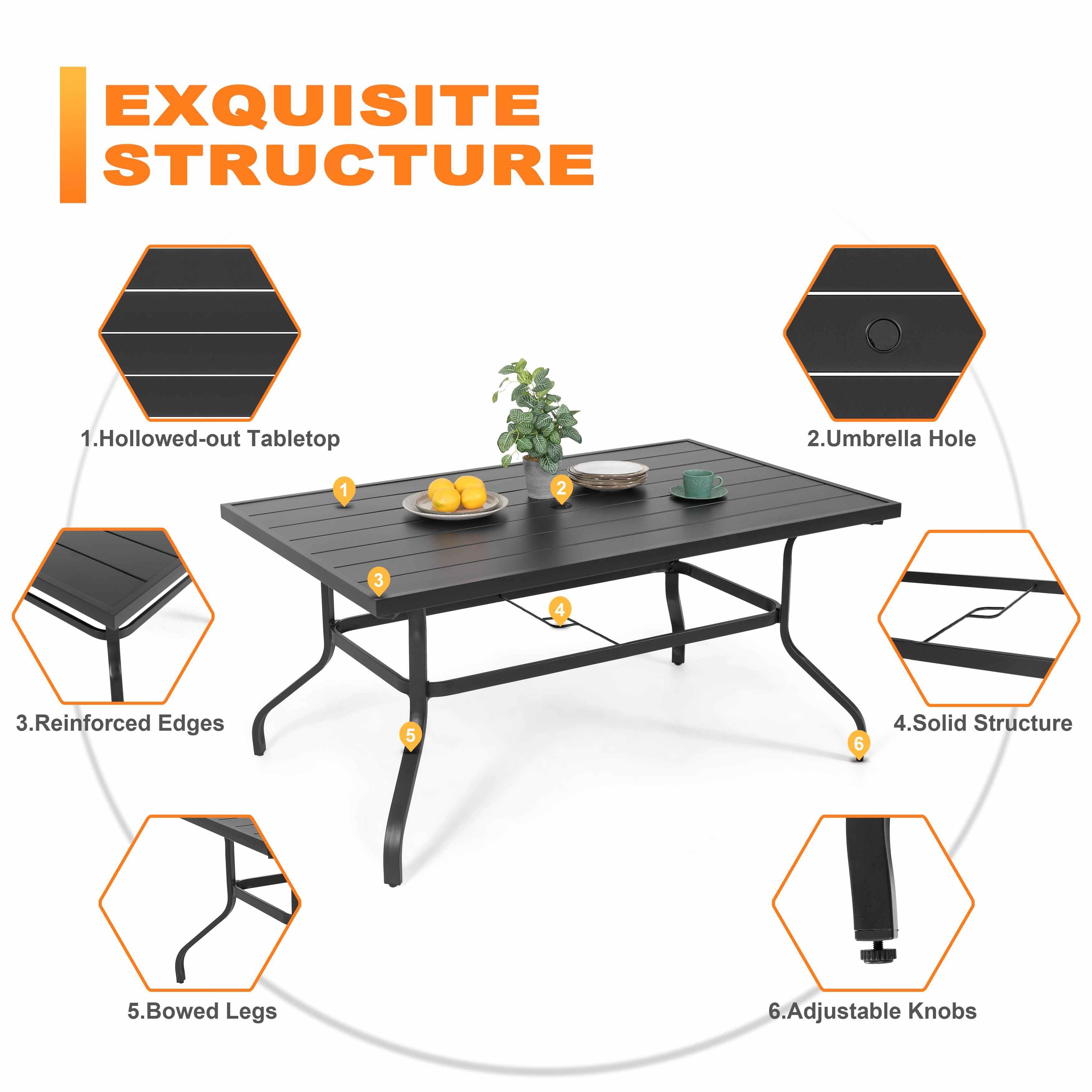 Nuu Garden Outdoor Dining Table and 6 Chairs, , large