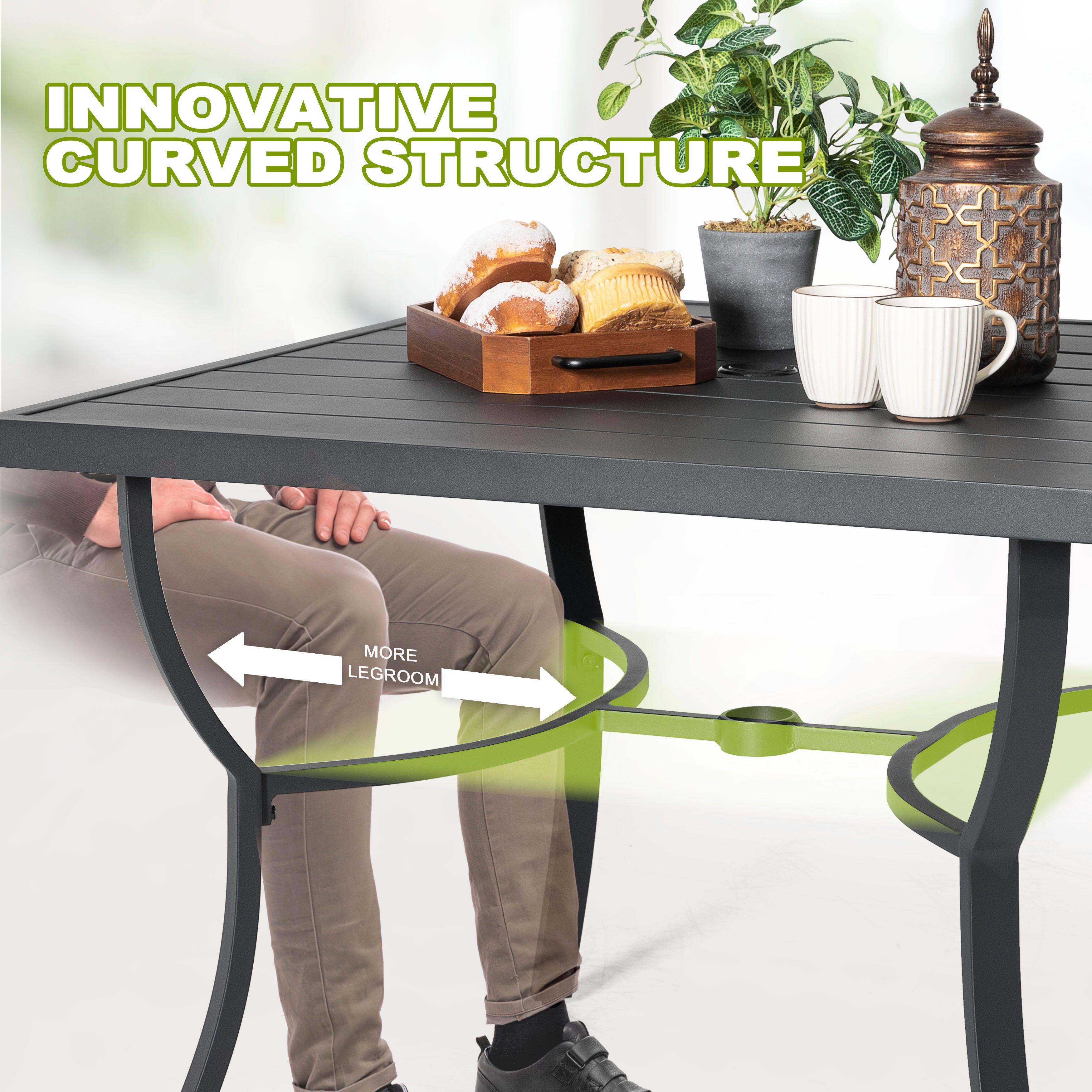 Nuu Garden Outdoor Dining Table with 4 Chairs, , large