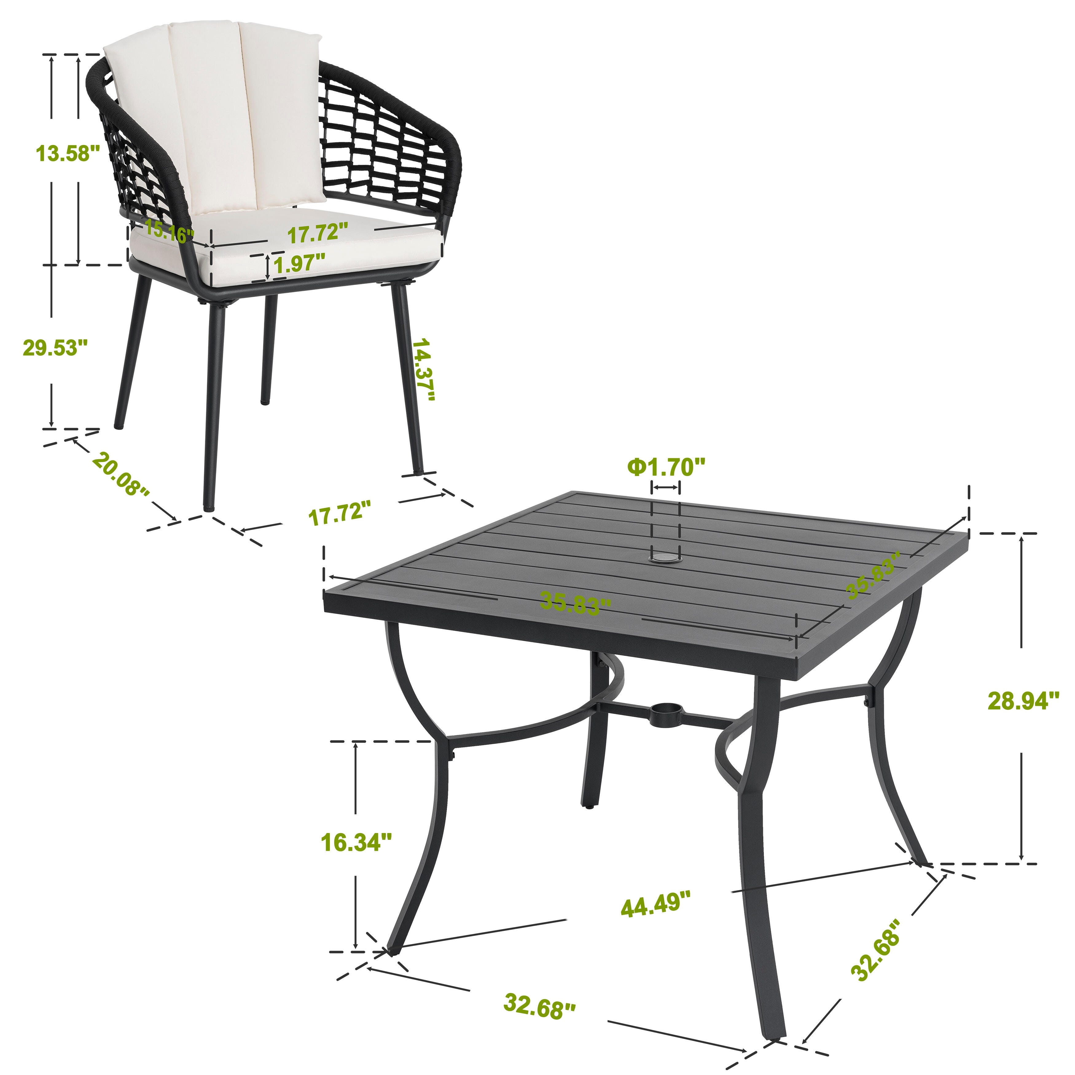 Nuu Garden Outdoor Dining Table with 4 Chairs, , large