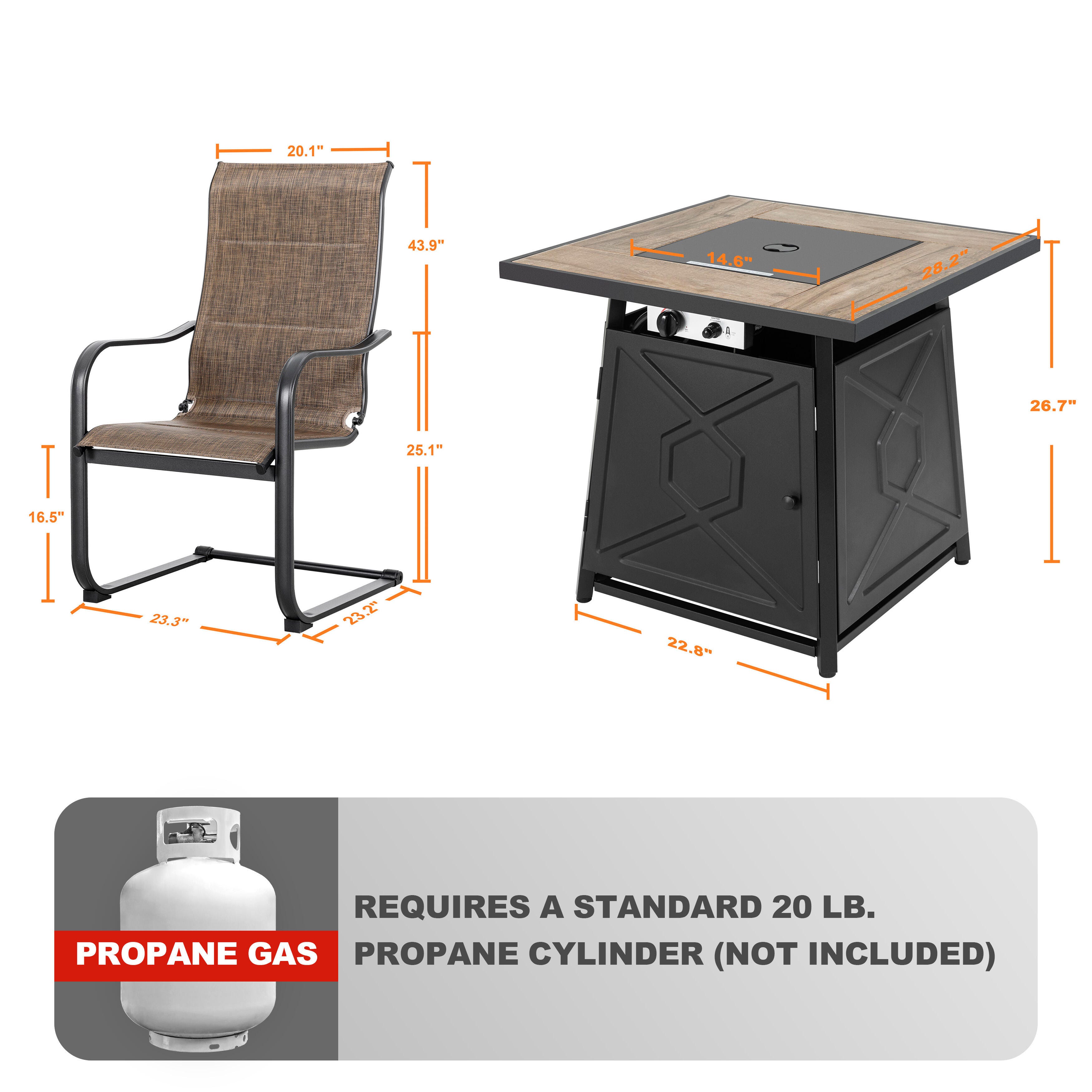 Nuu Garden Outdoor Fire Pit Table and 2 Chairs, , large