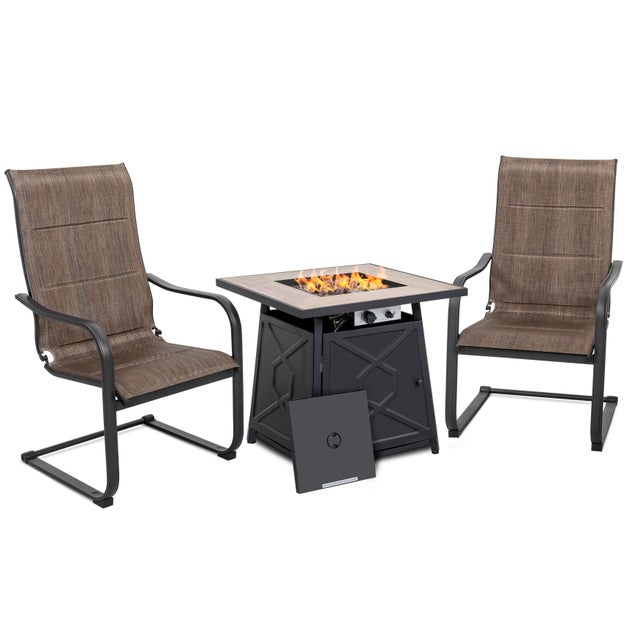 Nuu Garden Outdoor Fire Pit Table and 2 Chairs
