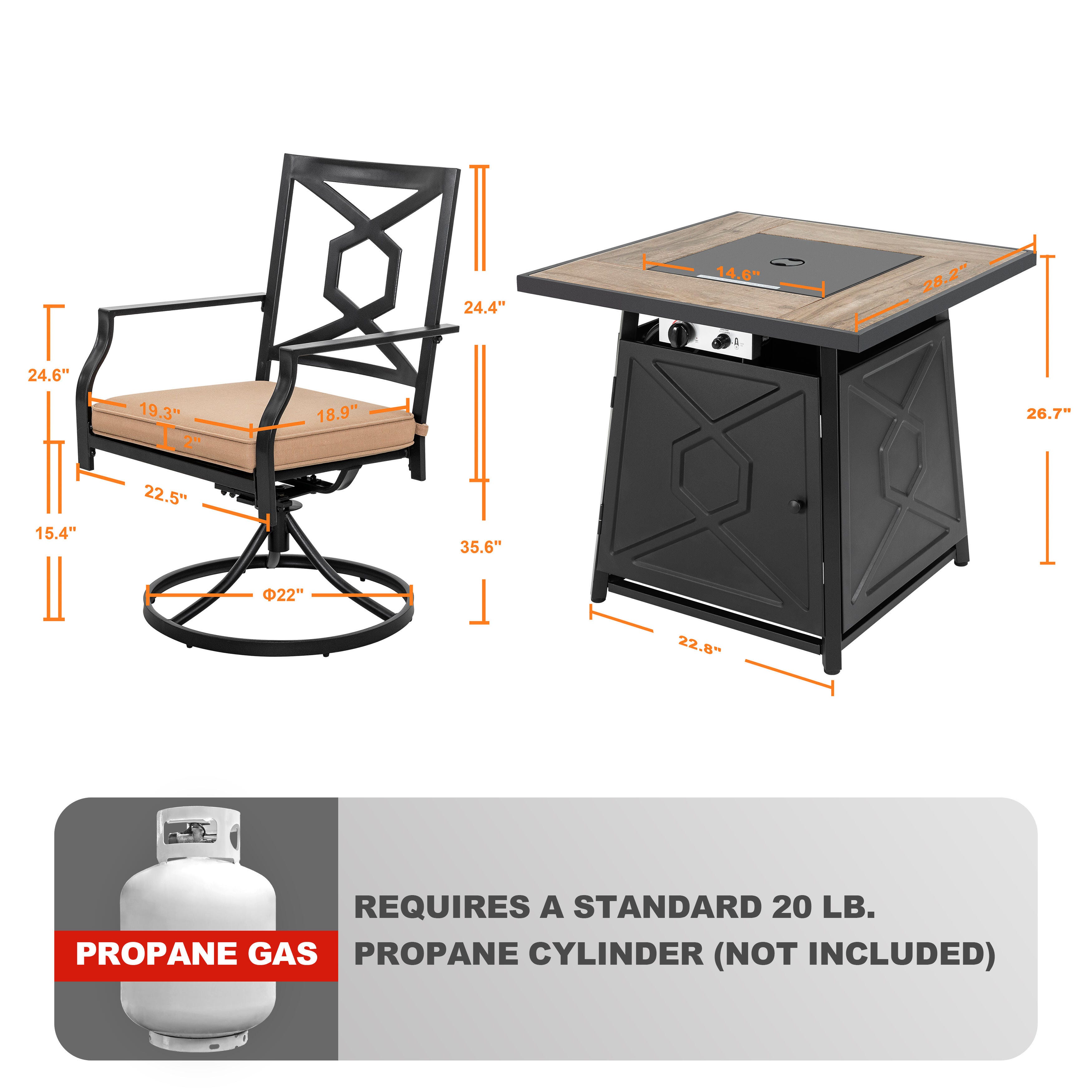Nuu Garden Outdoor Fire Pit Table and 4 Chairs, , large