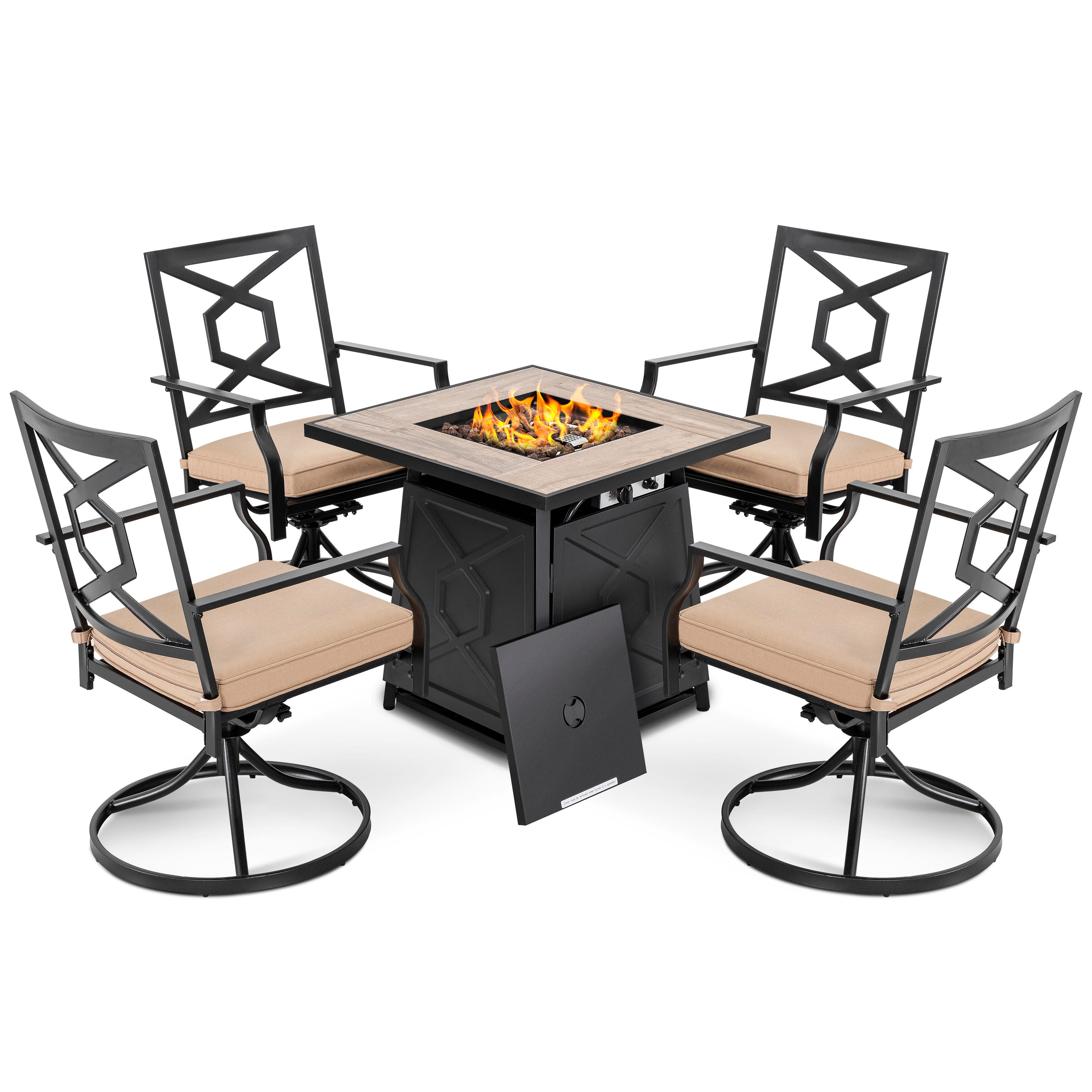 Nuu Garden Outdoor Fire Pit Table and 4 Chairs, , large