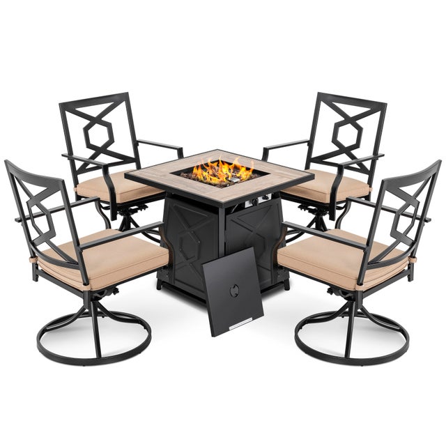Nuu Garden Outdoor Fire Pit Table and 4 Chairs