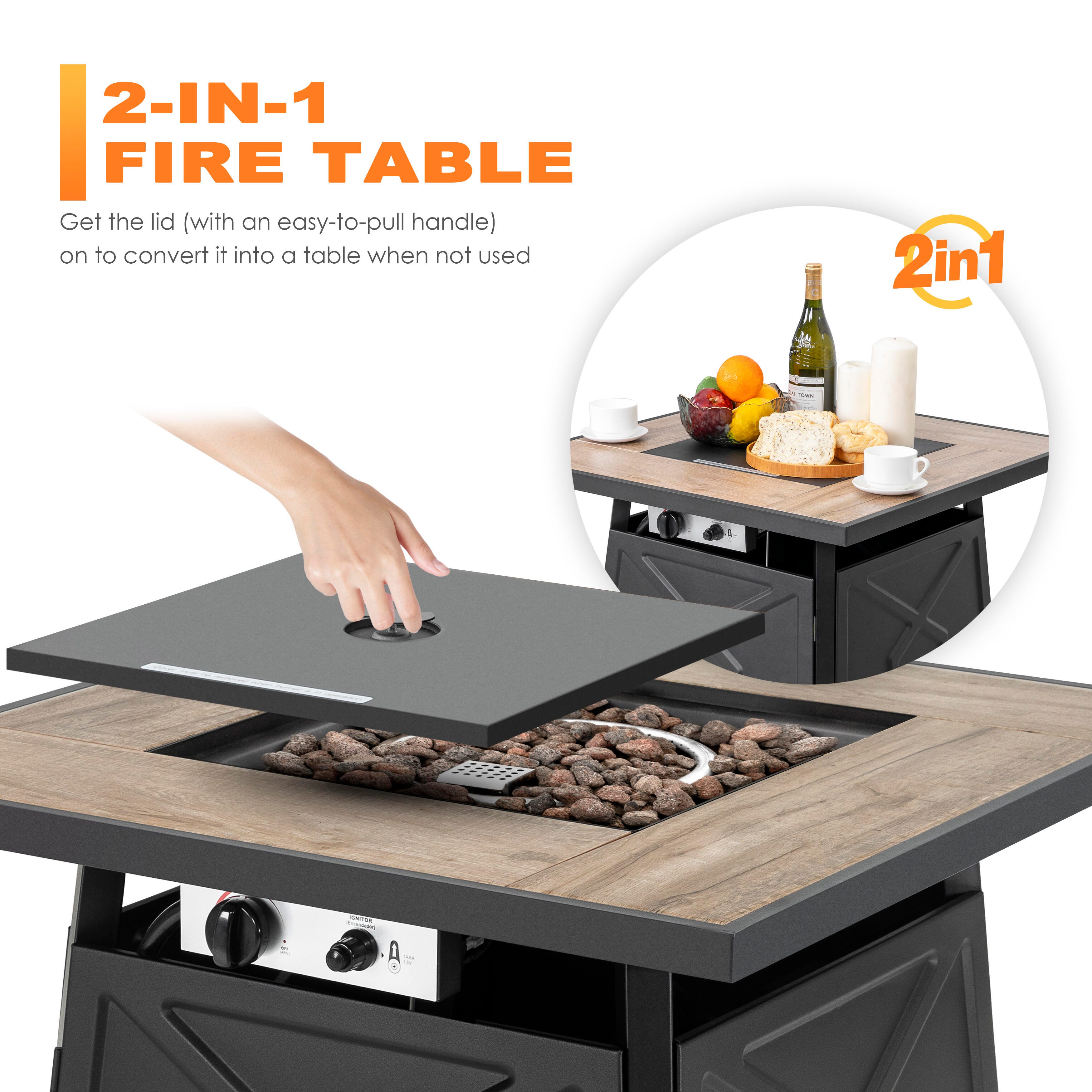Nuu Garden Outdoor Fire Pit Table and 4 Chairs, , large