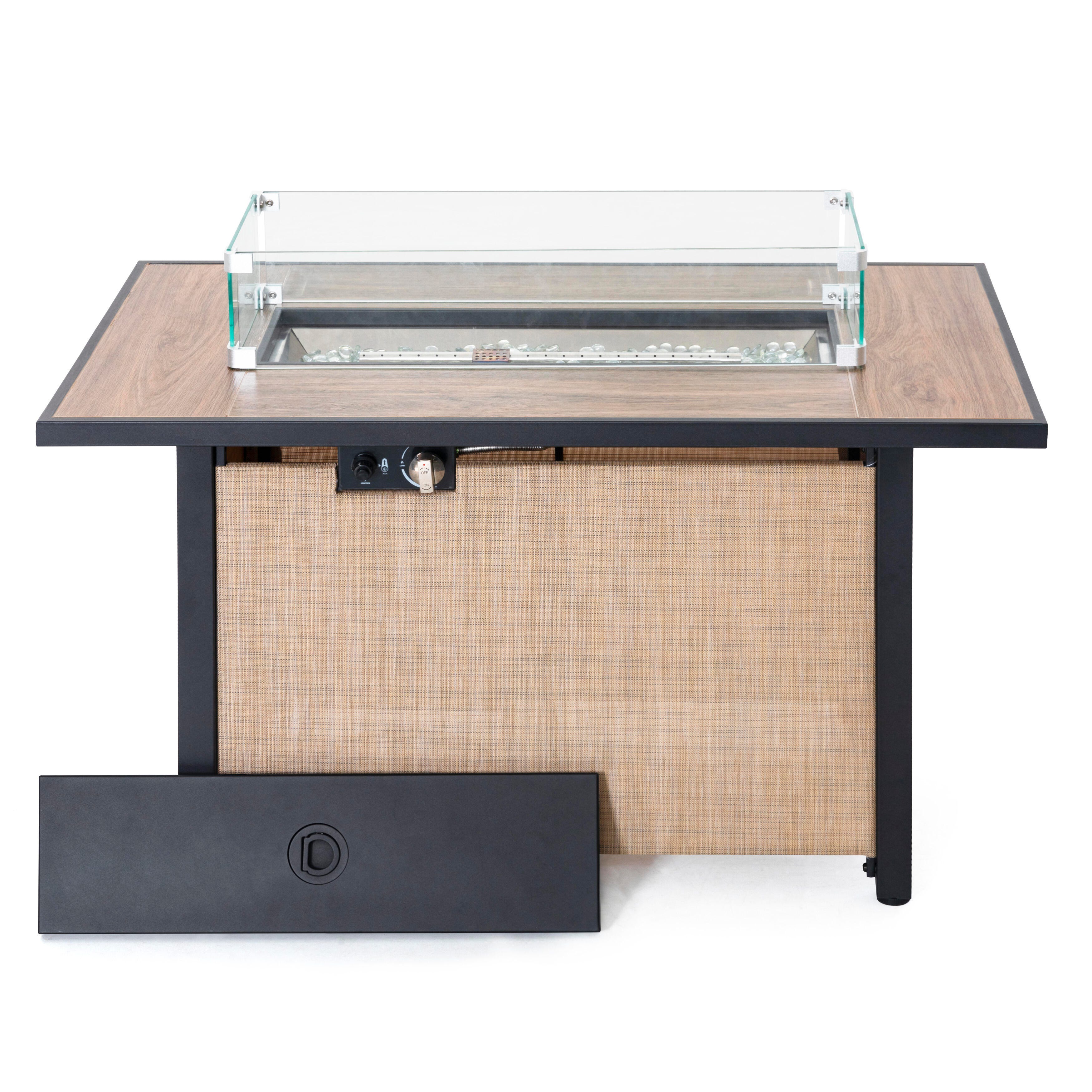 Nuu Garden Outdoor Fire Pit Table with Wind Guard, , large