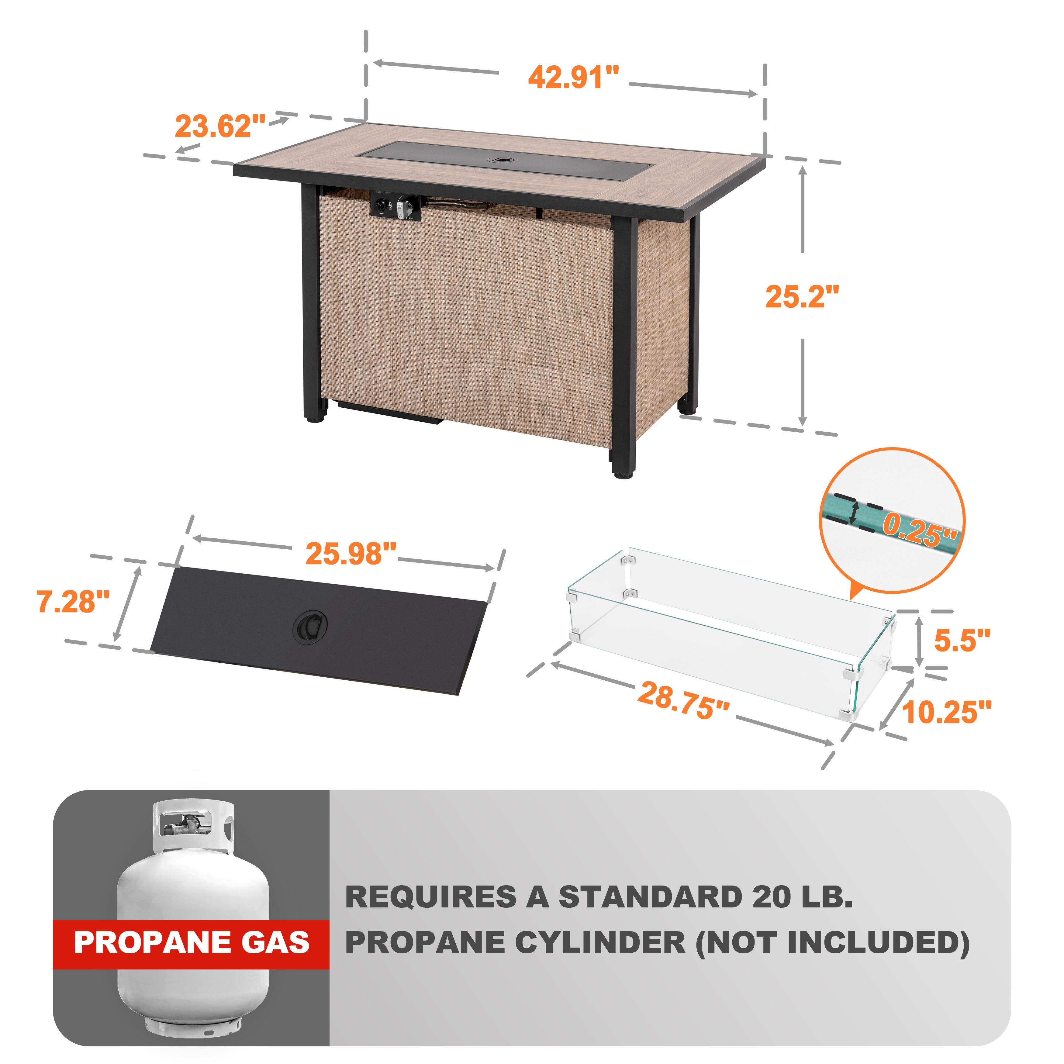Nuu Garden Outdoor Fire Pit Table with Wind Guard, , large