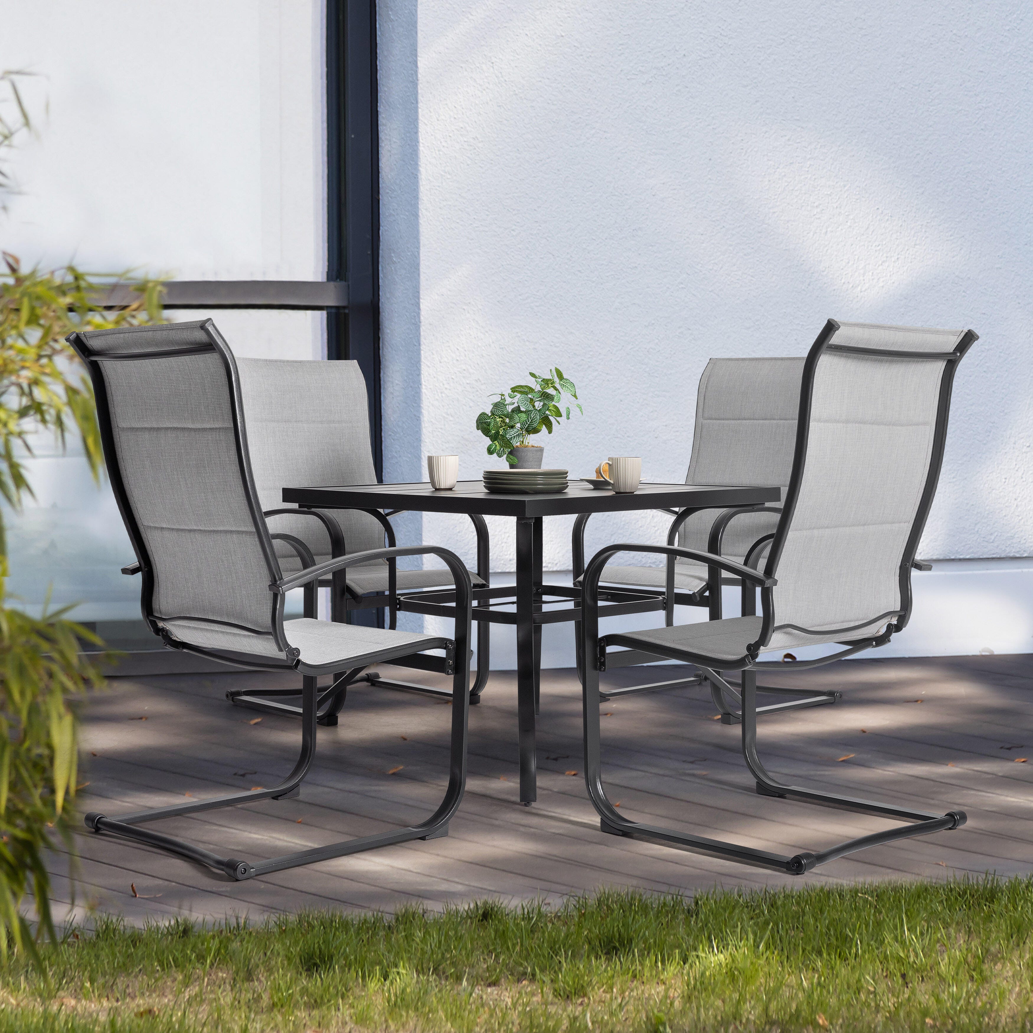 Nuu Garden Outdoor Modular Dining Table and 4 Chairs, , large