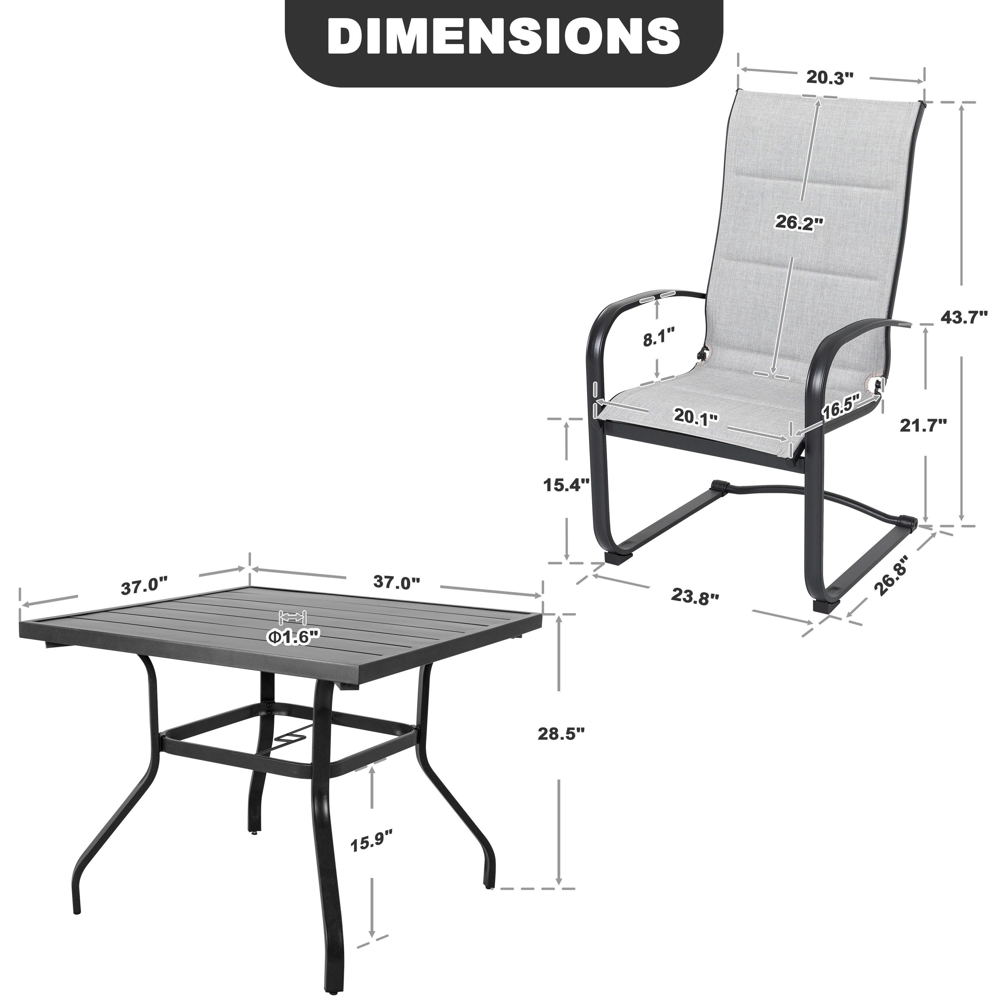Nuu Garden Outdoor Modular Dining Table and 4 Chairs, , large