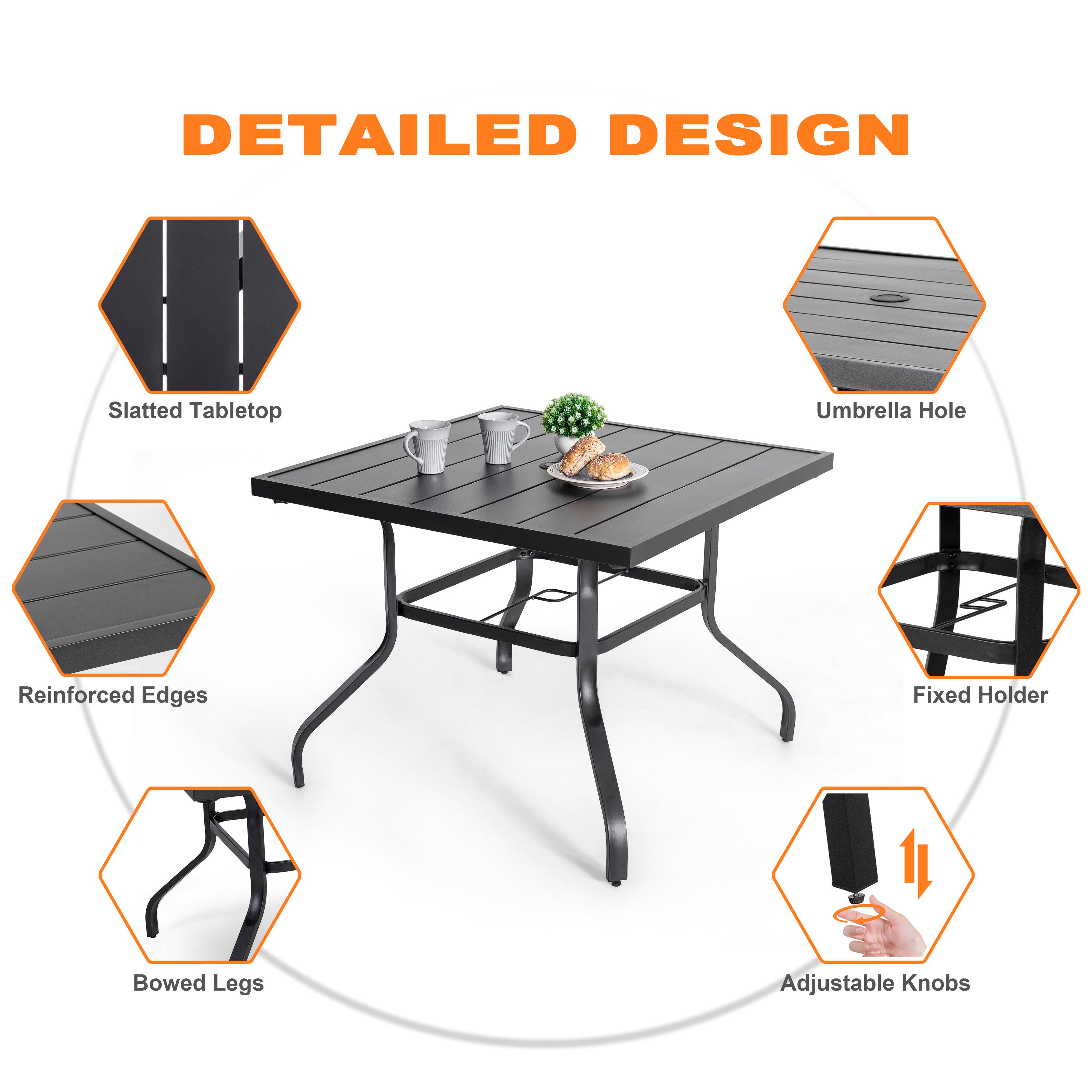 Nuu Garden Outdoor Modular Dining Table and 4 Chairs, , large