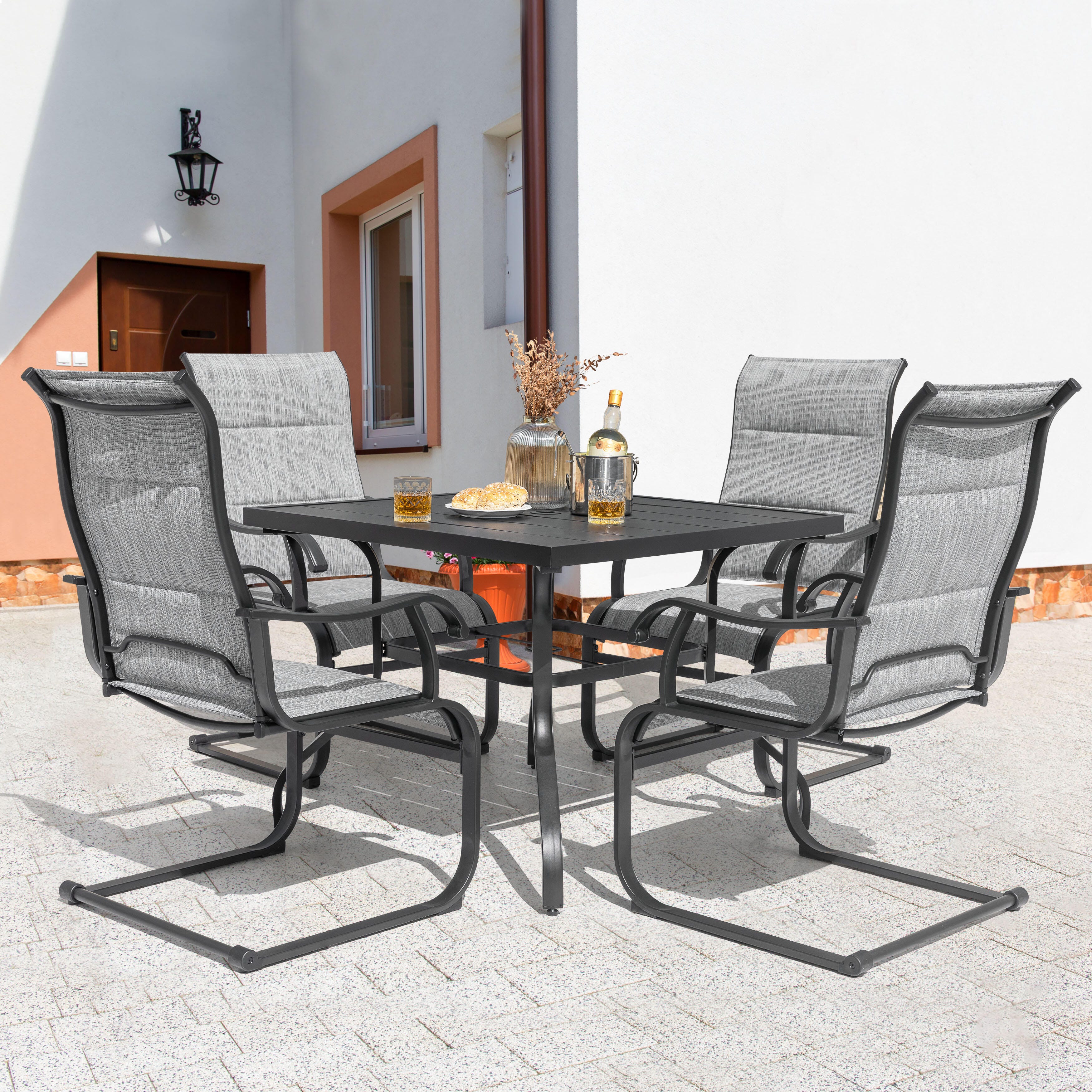 Nuu Garden Solstice Outdoor Dining Table and 4 Chairs, Gray, large