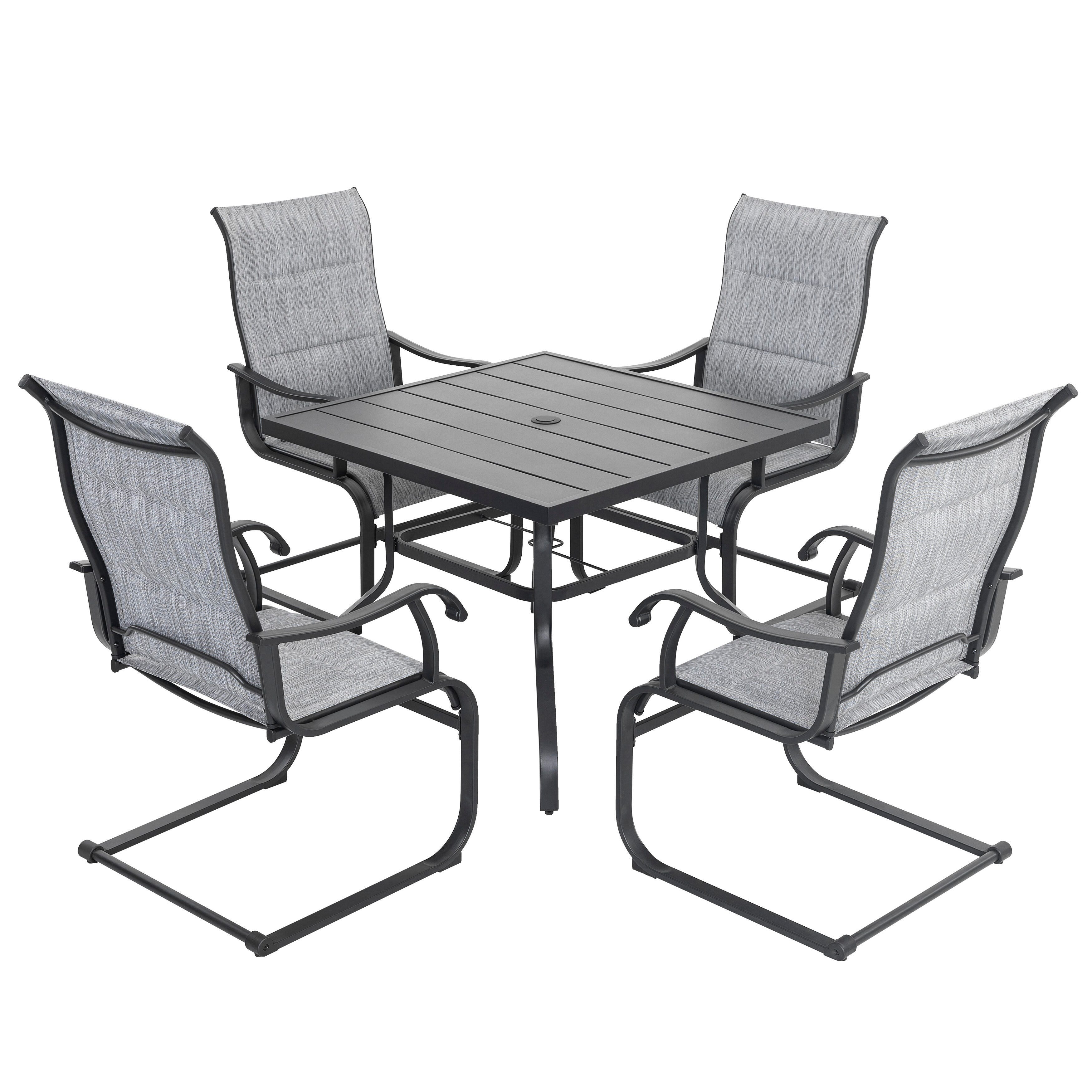 Nuu Garden Solstice Outdoor Dining Table and 4 Chairs, Gray, large