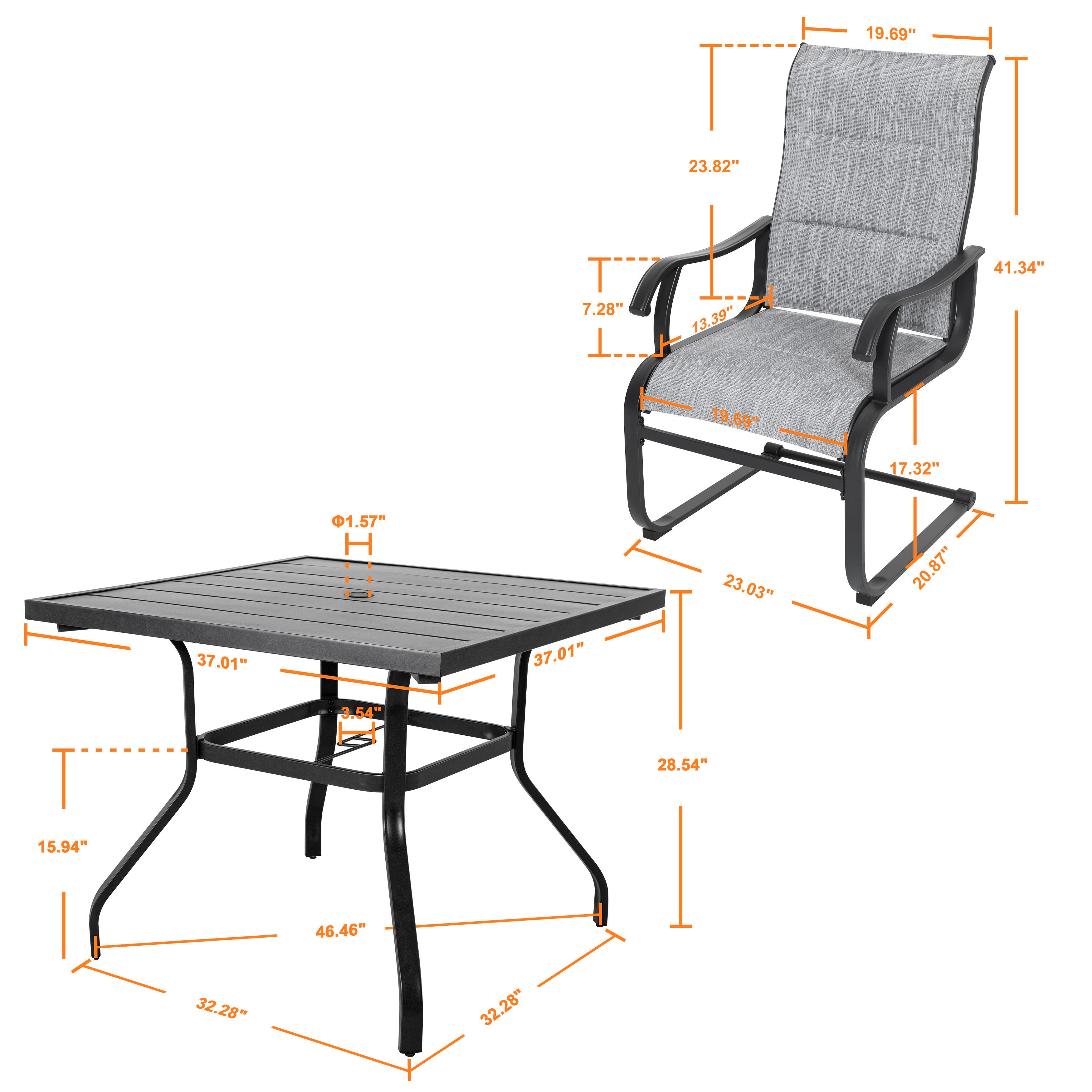 Nuu Garden Solstice Outdoor Dining Table and 4 Chairs, Gray, large