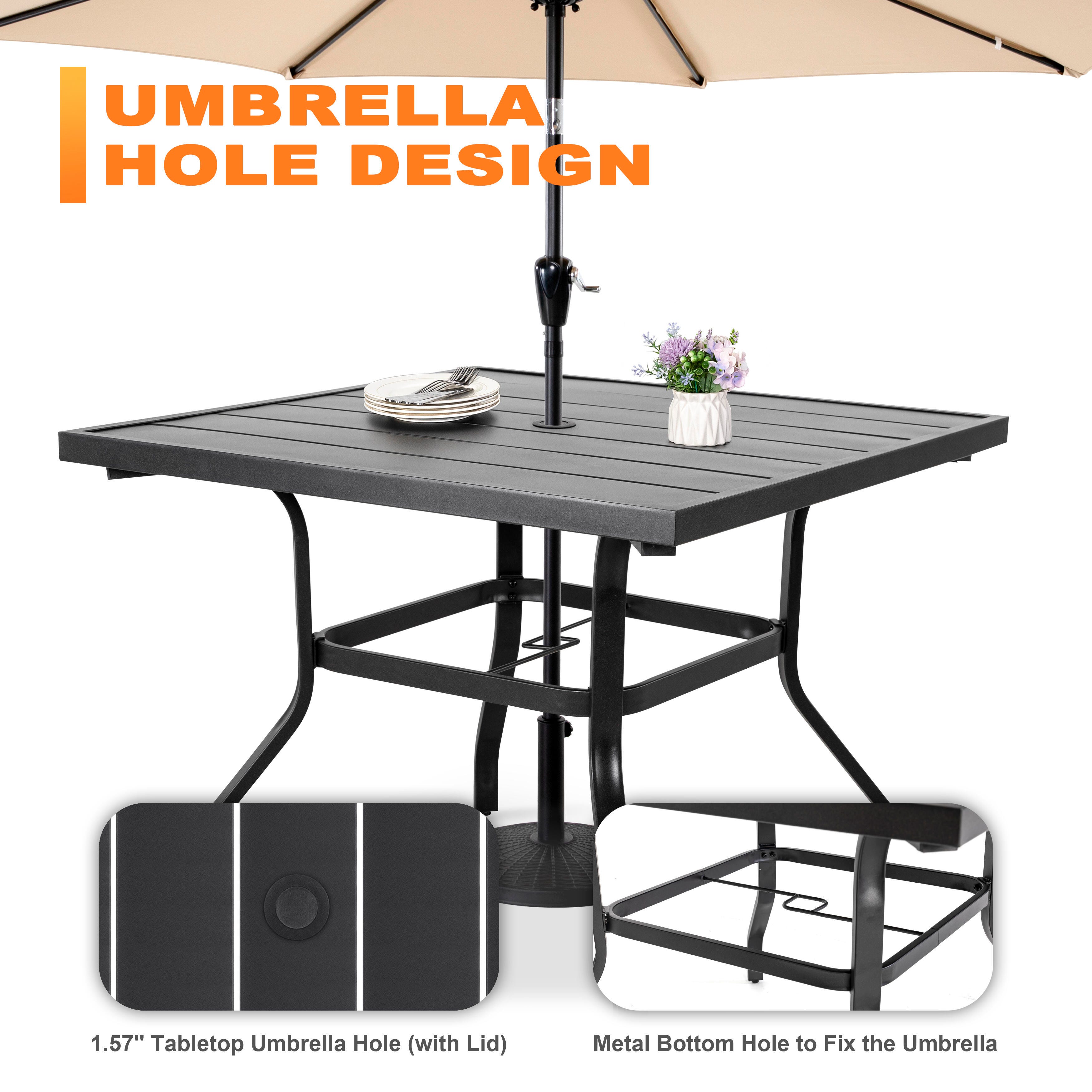 Nuu Garden Solstice Outdoor Dining Table and 4 Chairs, Gray, large