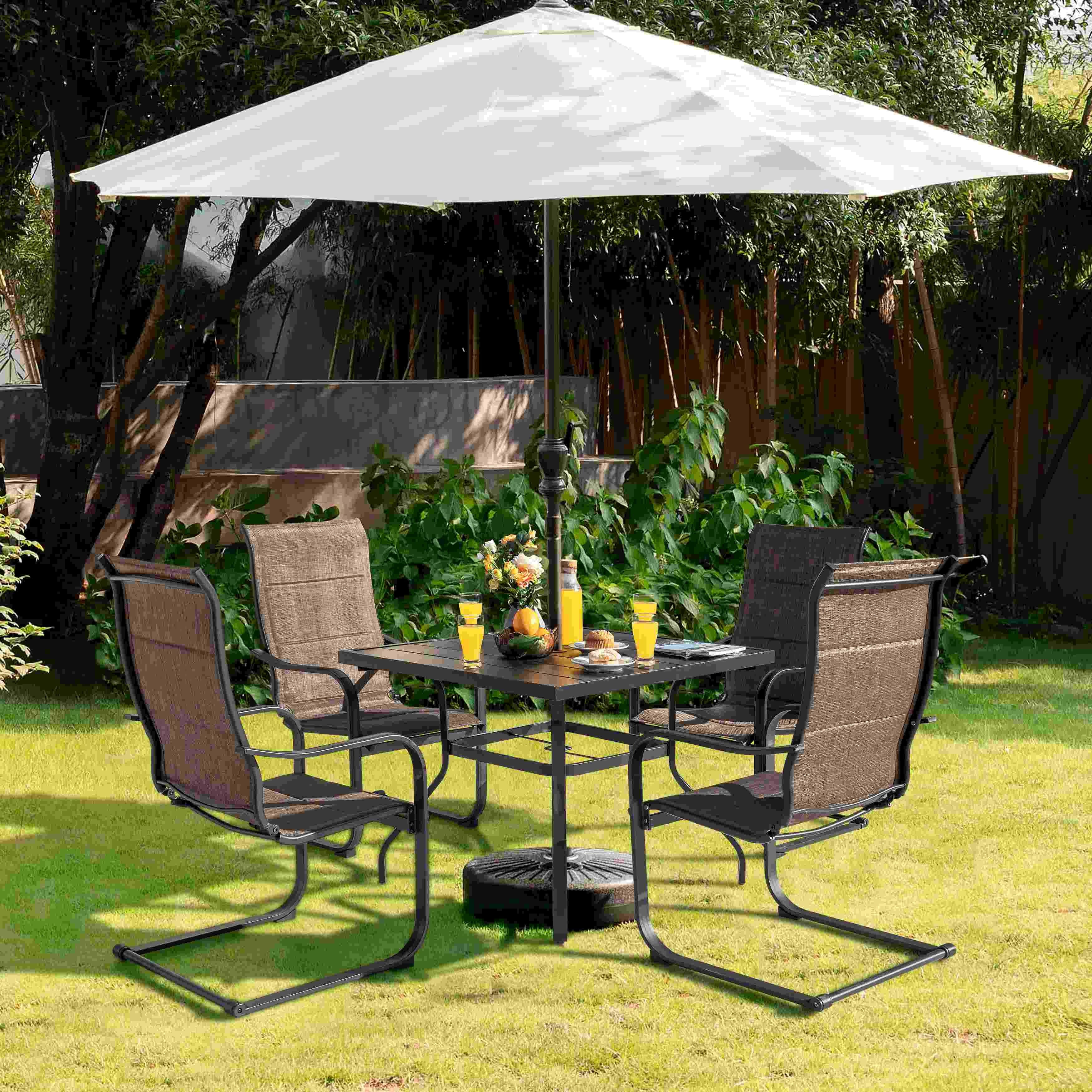 Nuu Garden Solstice Outdoor Dining Table and 4 Chairs, Brown, large