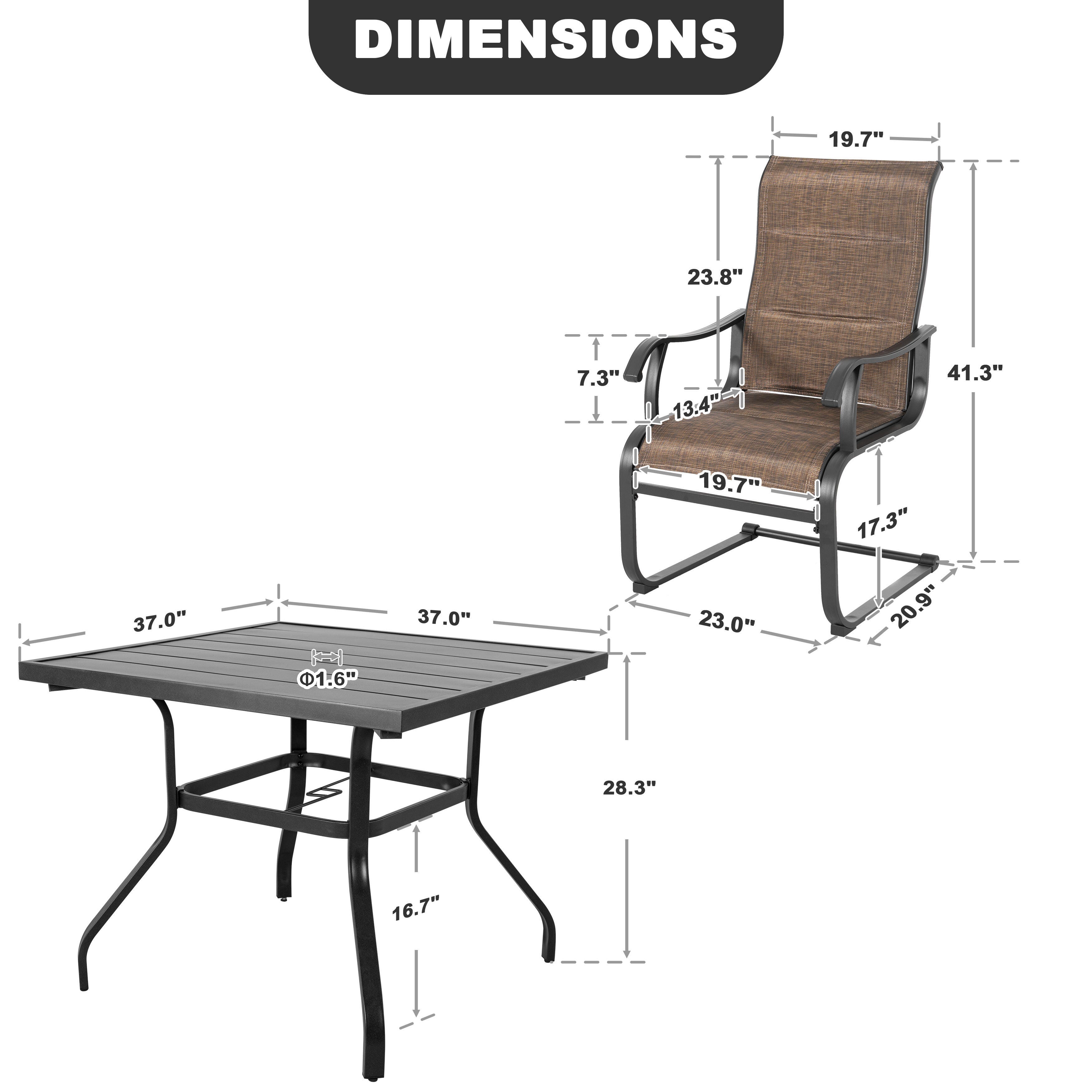 Nuu Garden Solstice Outdoor Dining Table and 4 Chairs, Brown, large