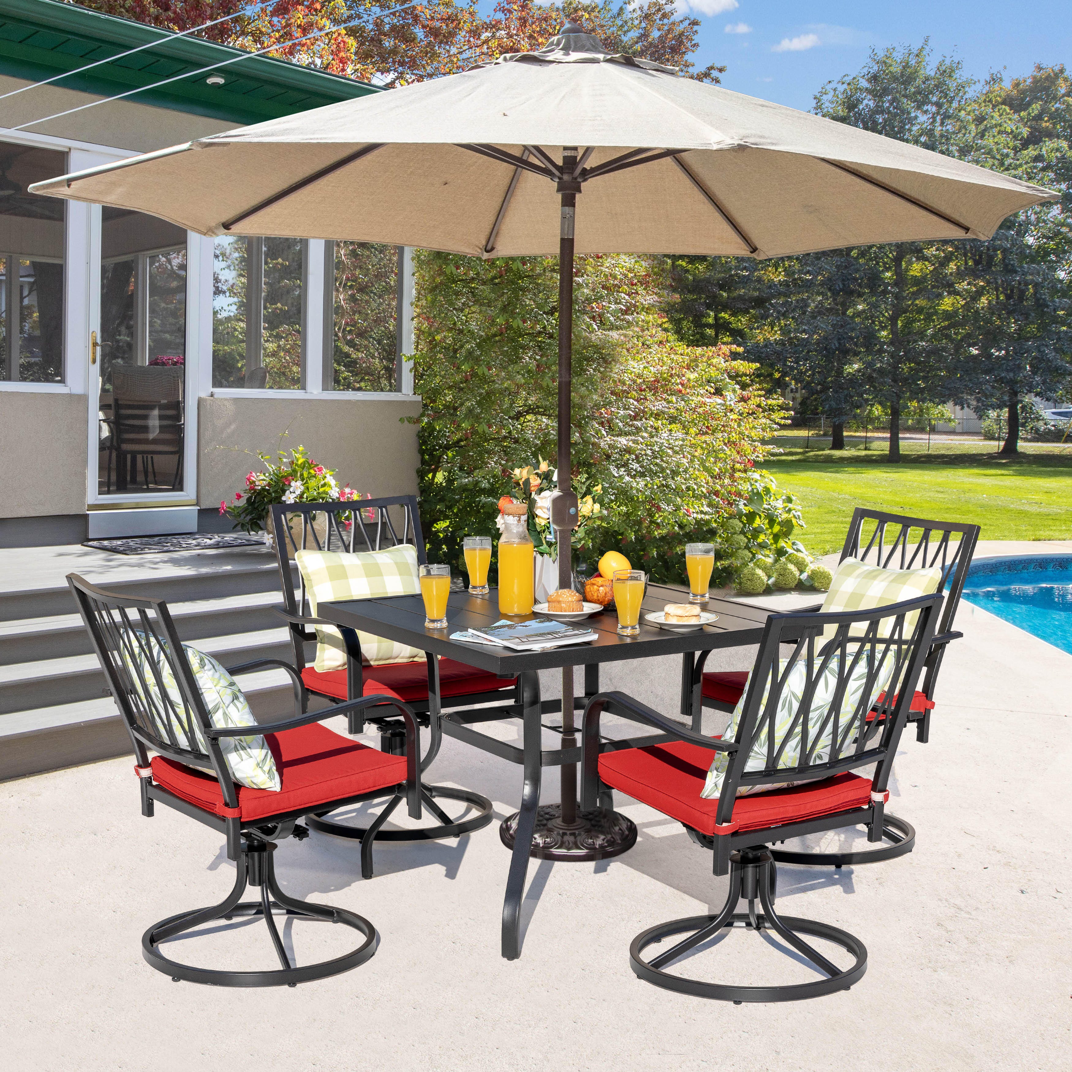 Nuu Garden Outdoor Dining Table and 4 Swivel Chairs, , large