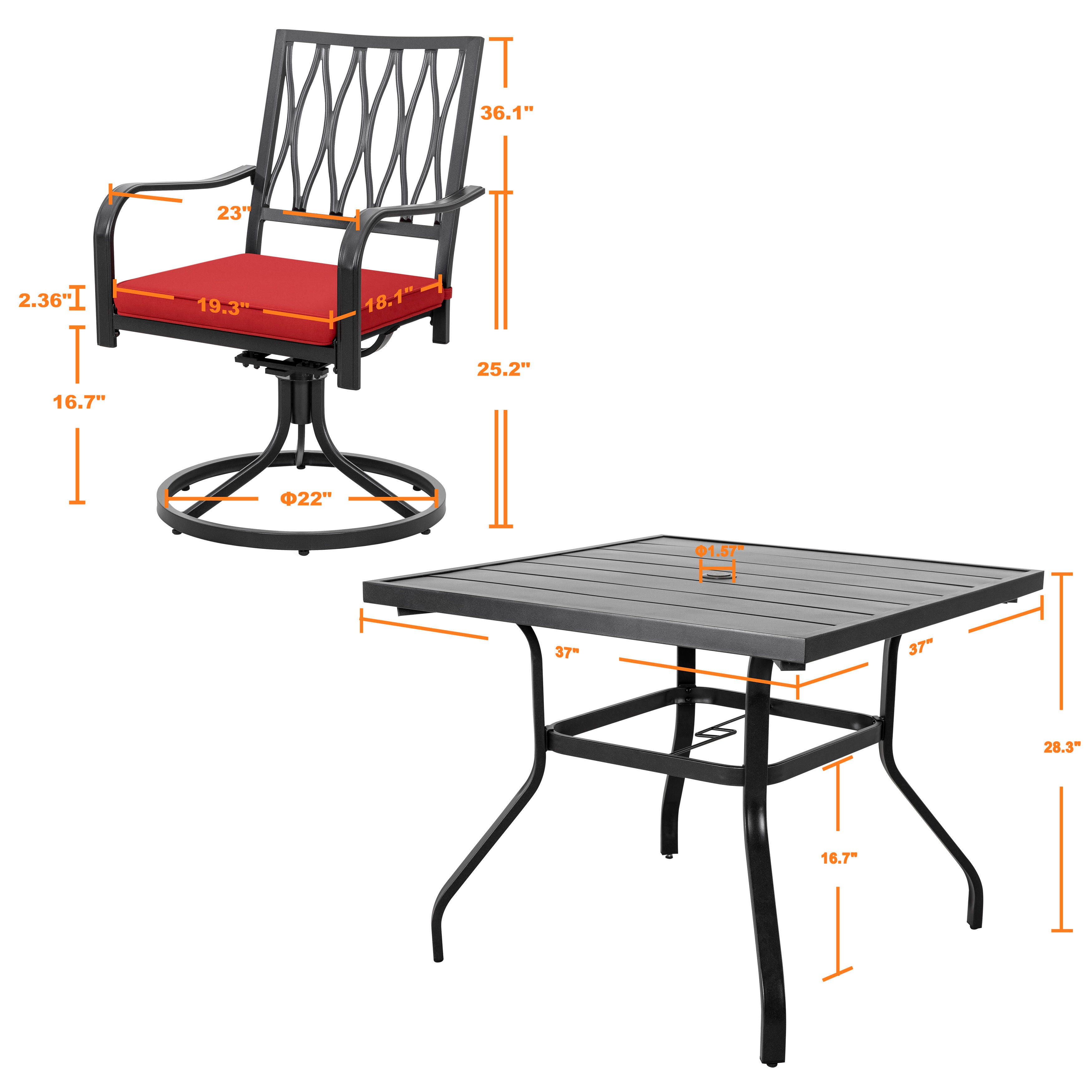 Nuu Garden Outdoor Dining Table and 4 Swivel Chairs, , large