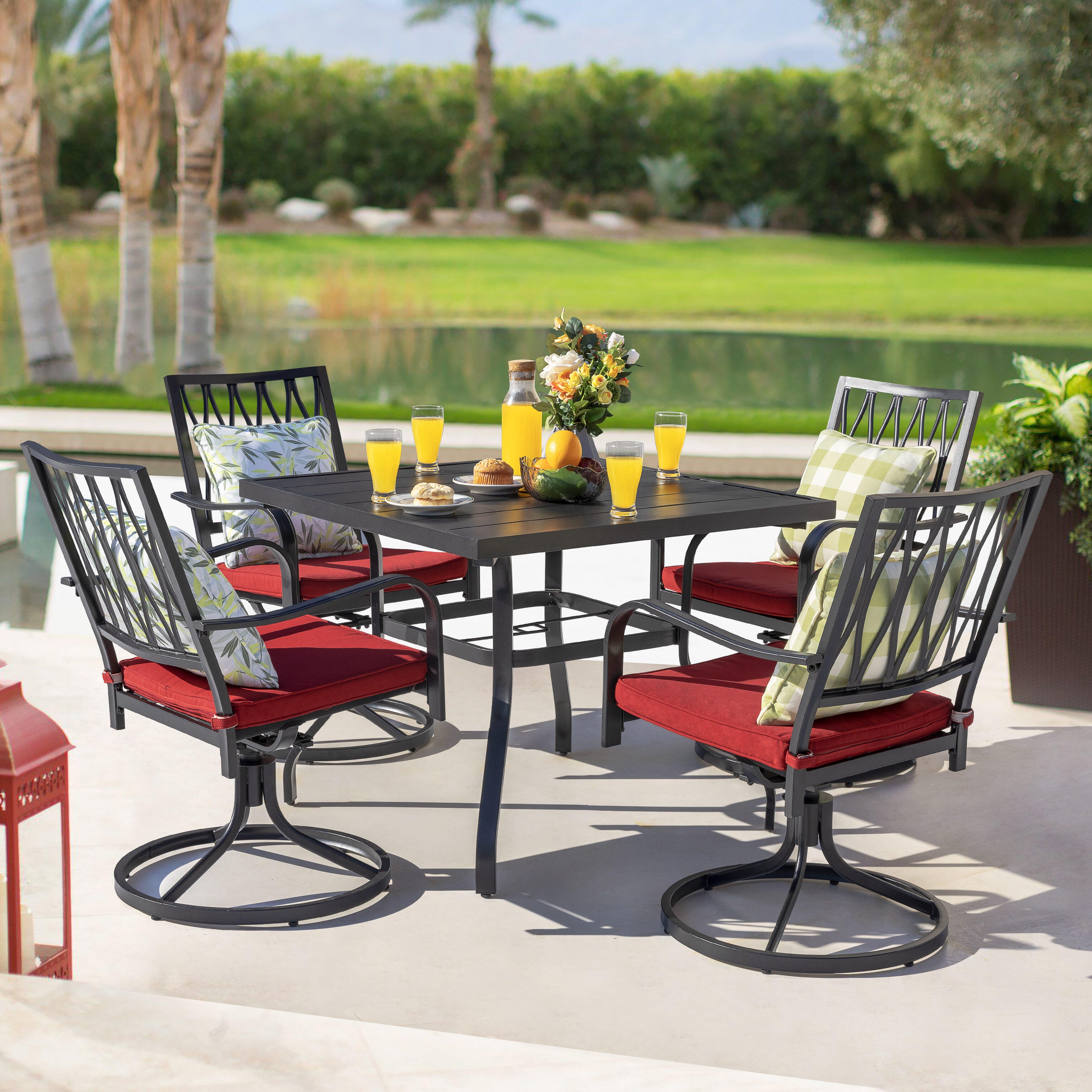 Nuu Garden Outdoor Modular Dining Table and 4 Swivel Chairs, , large