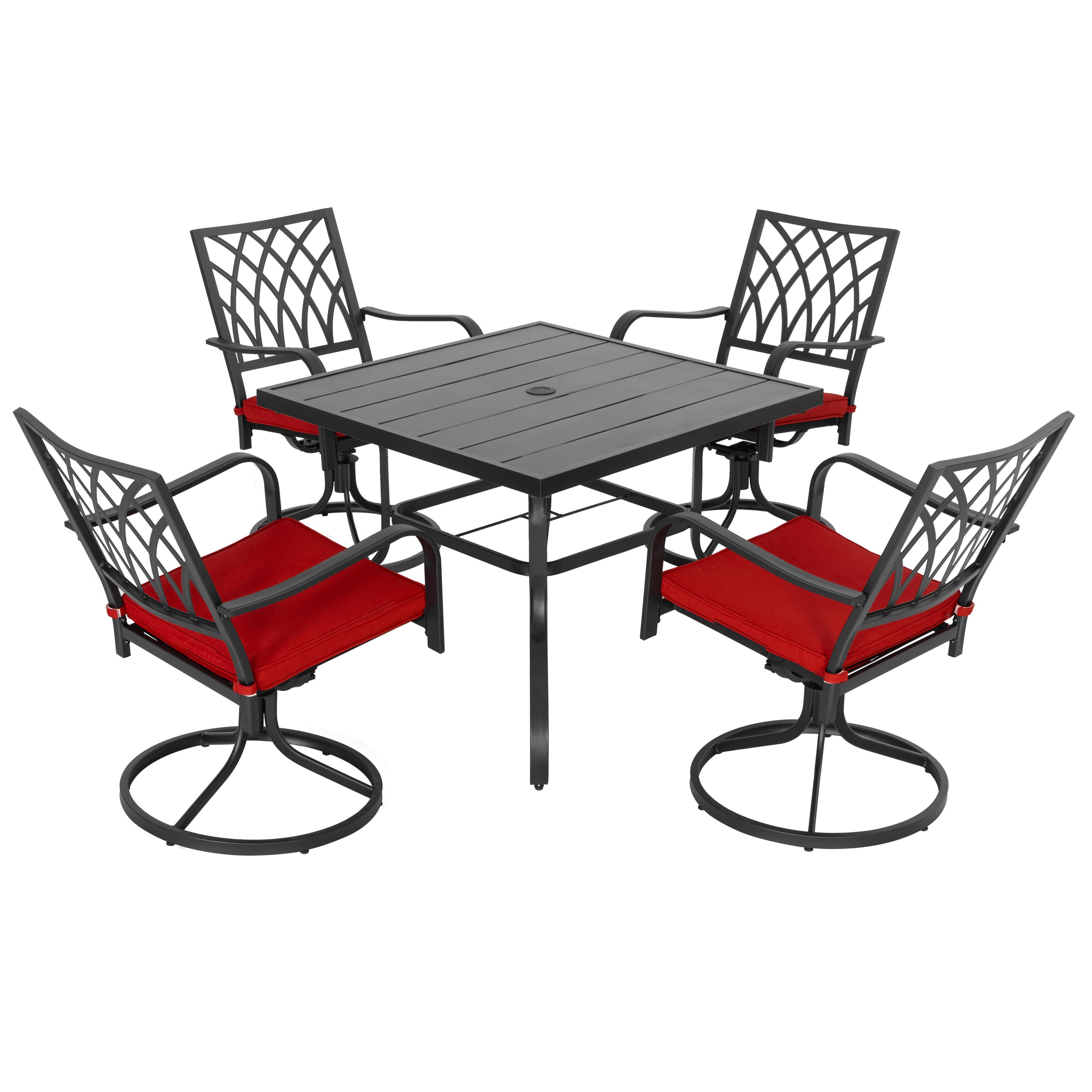 Nuu Garden Outdoor Modular Dining Table and 4 Swivel Chairs, , large