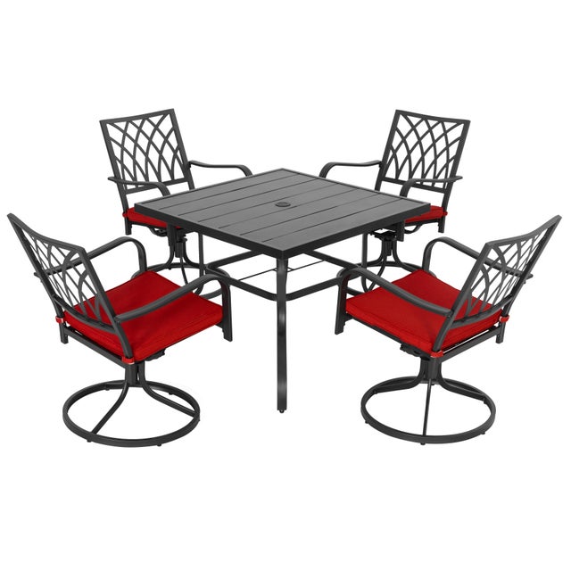 Nuu Garden Outdoor Modular Dining Table and 4 Swivel Chairs