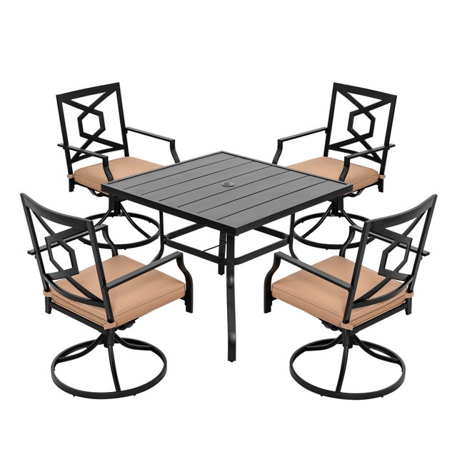 Nuu Garden Outdoor Dining Table and 4 Swivel Chairs with Cushions