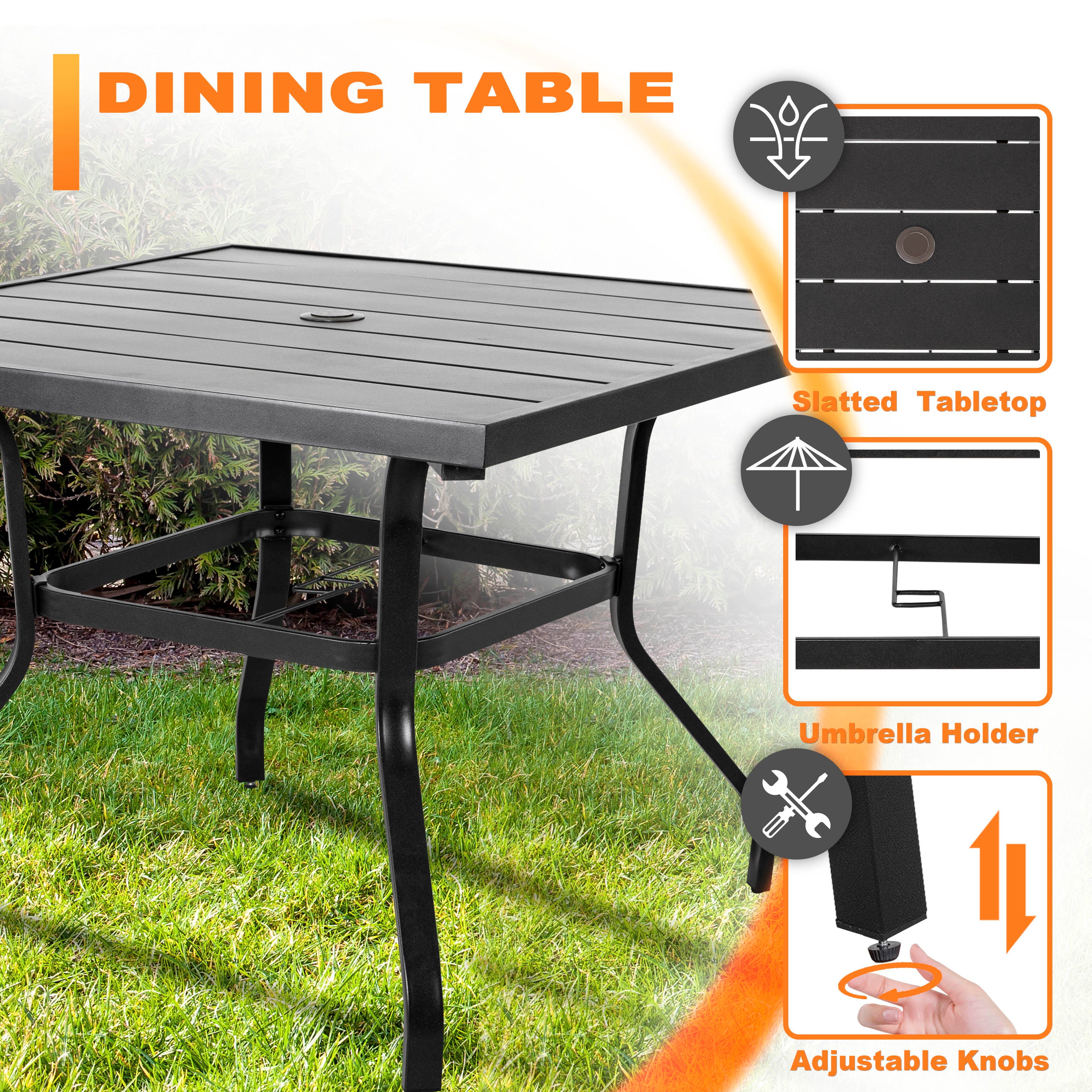 Nuu Garden Outdoor Dining Table and 4 Swivel Chairs with Cushions, , large