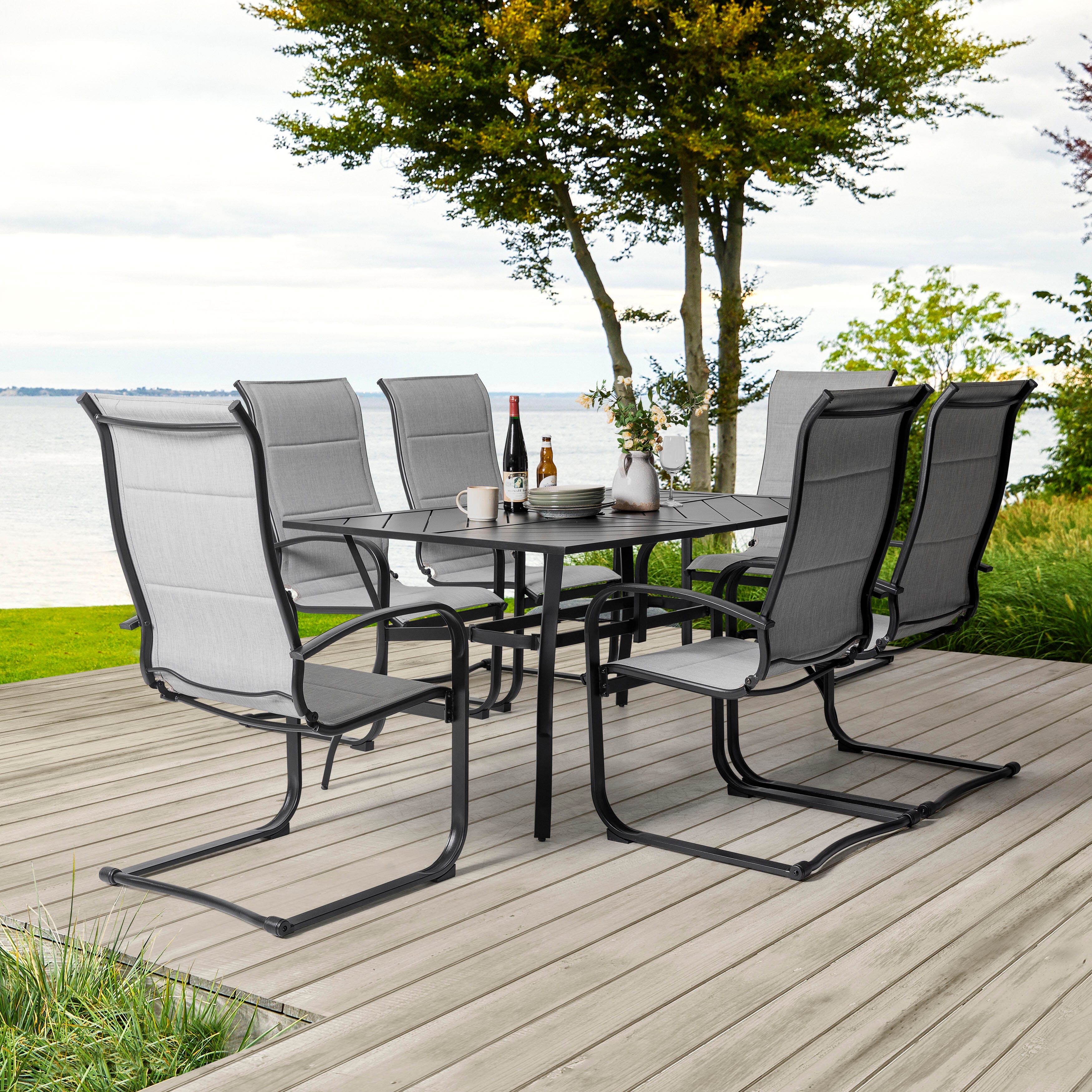 Nuu Garden Outdoor Dining Table and 6 Chairs, , large