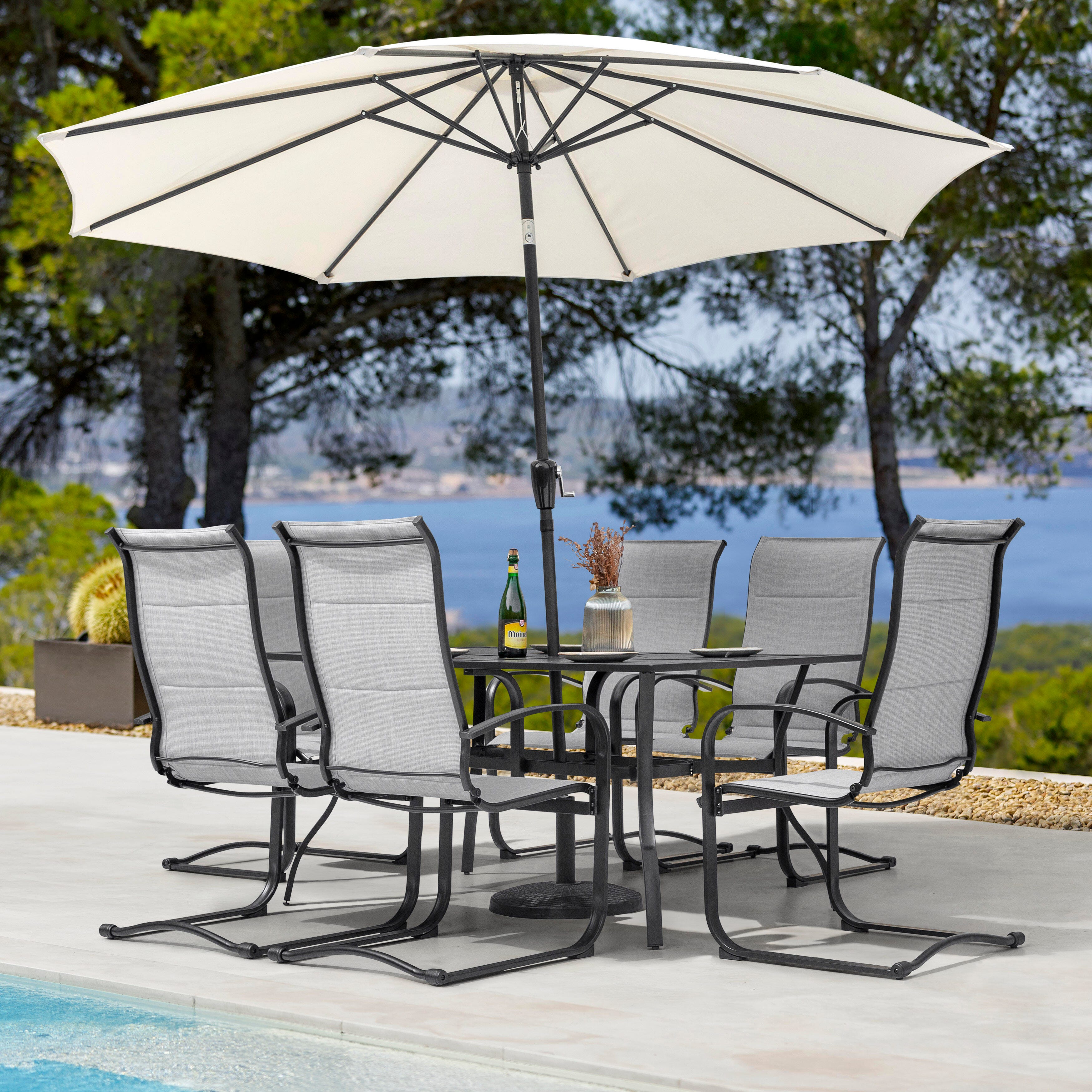 Nuu Garden Outdoor Dining Table and 6 Chairs, , large