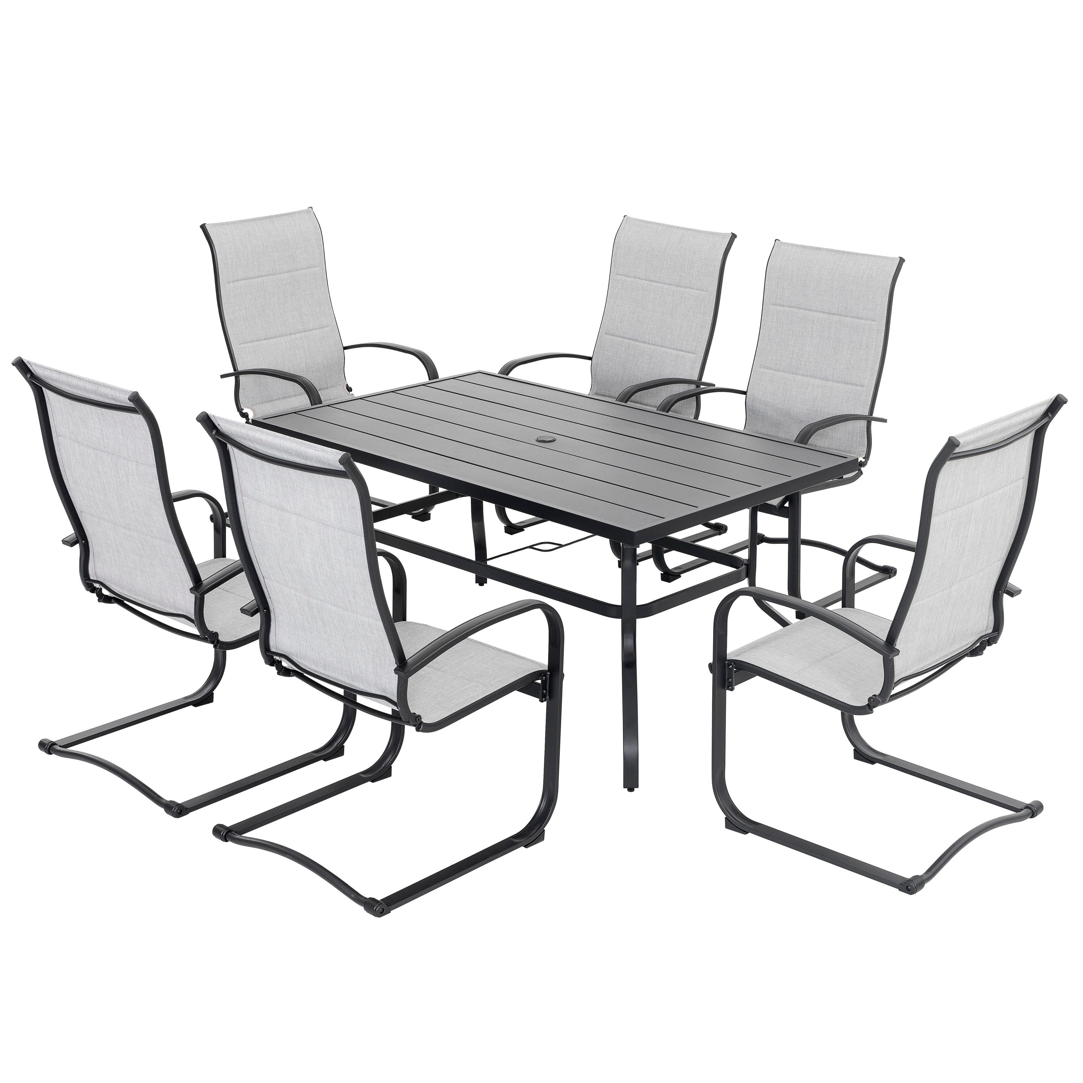 Nuu Garden Outdoor Modular Dining Table and 6 Chairs, , large