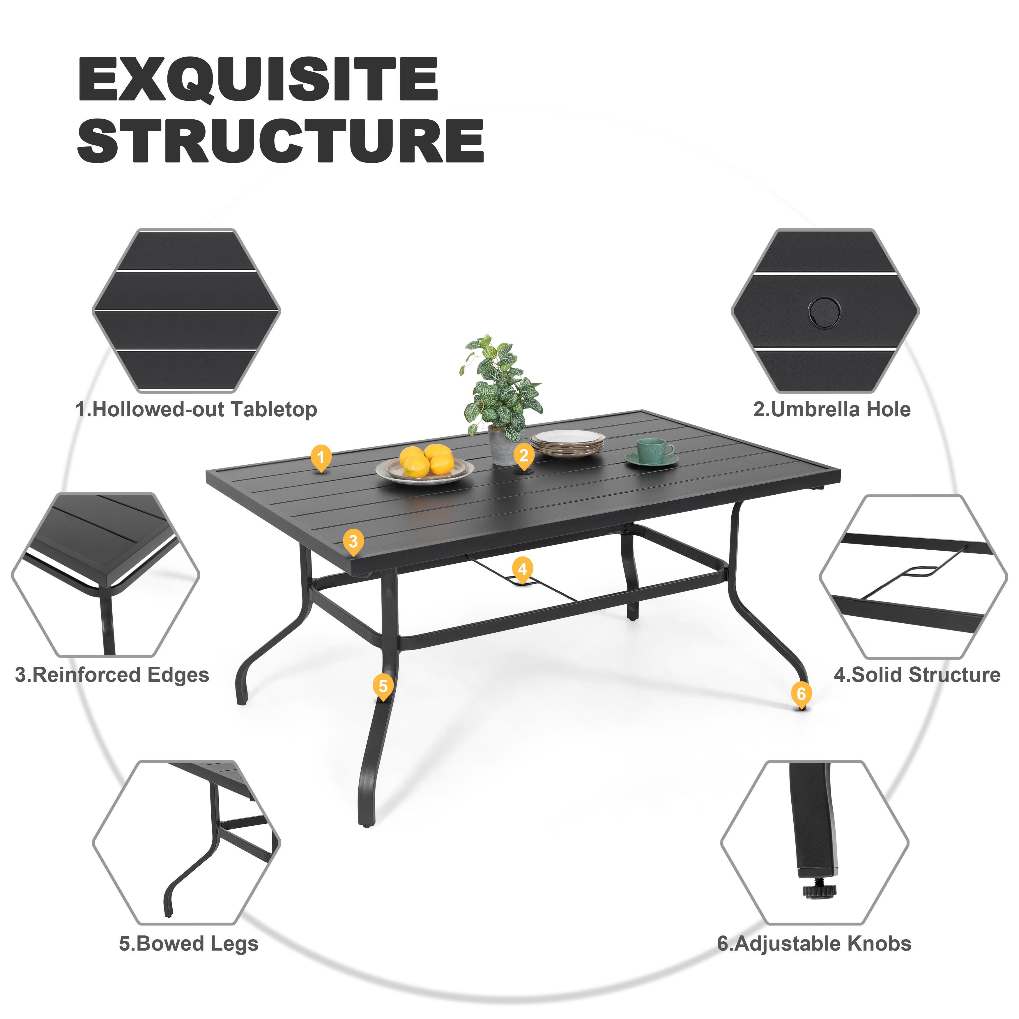 Nuu Garden Outdoor Modular Dining Table and 6 Chairs, , large