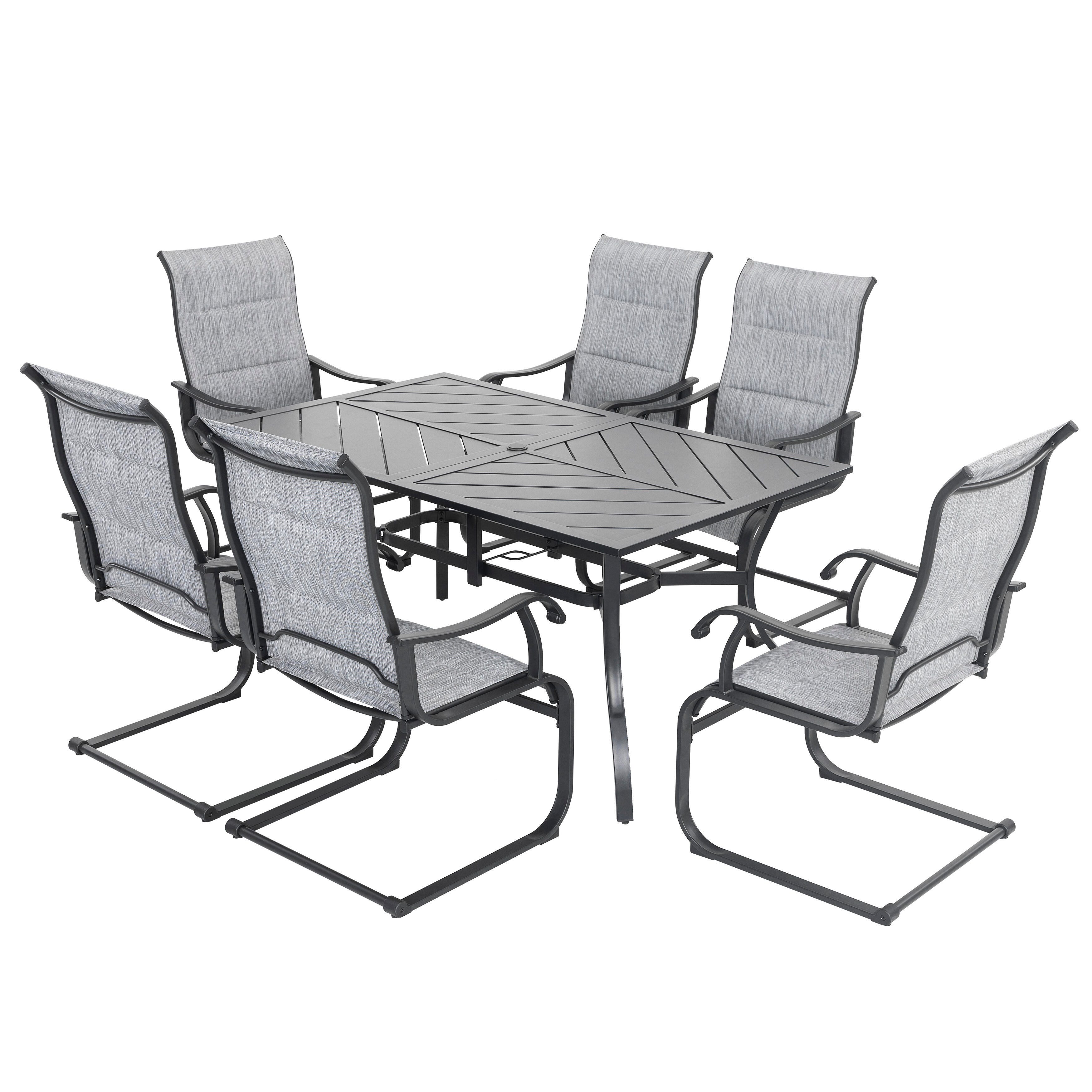 Nuu Garden Aether Outdoor Dining Table and 6 Chairs, Gray, large