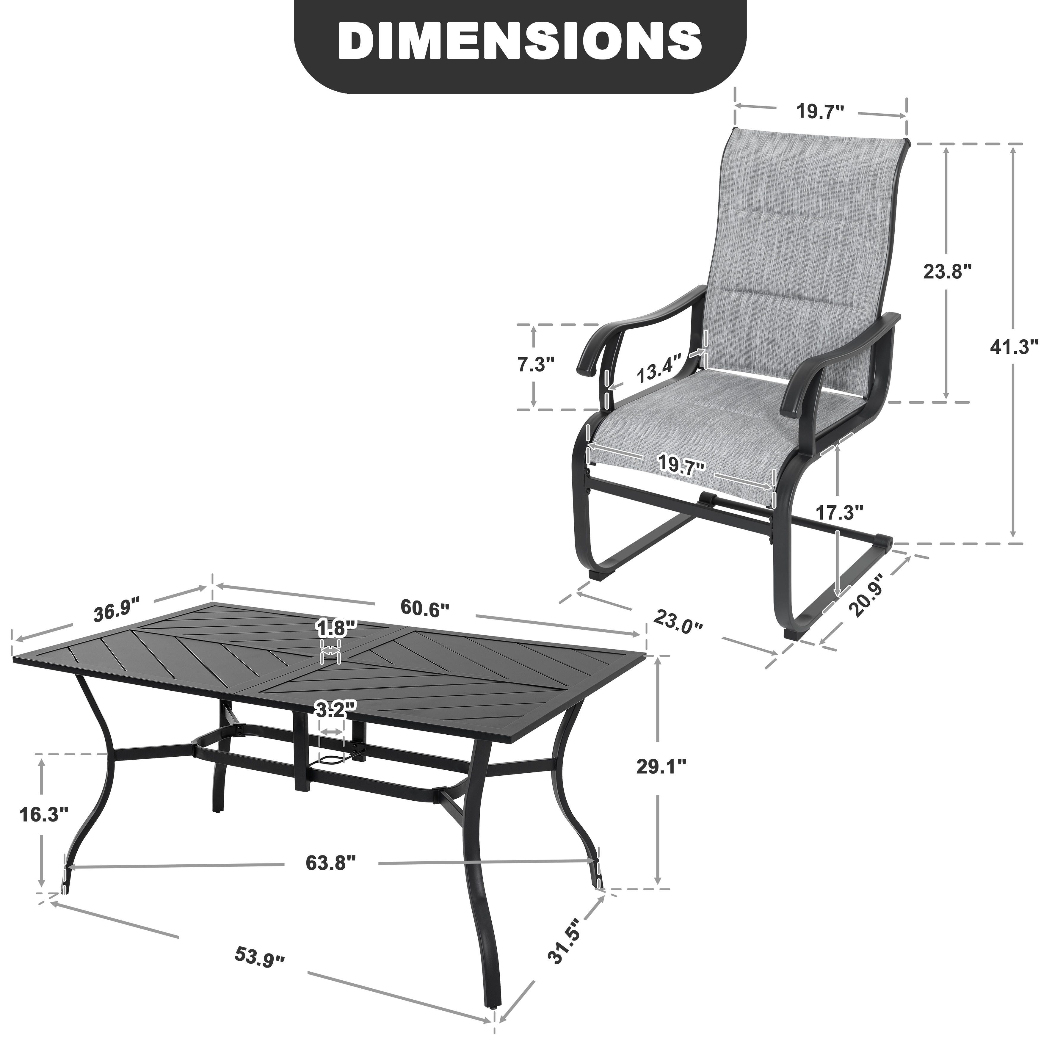 Nuu Garden Aether Outdoor Dining Table and 6 Chairs, Gray, large