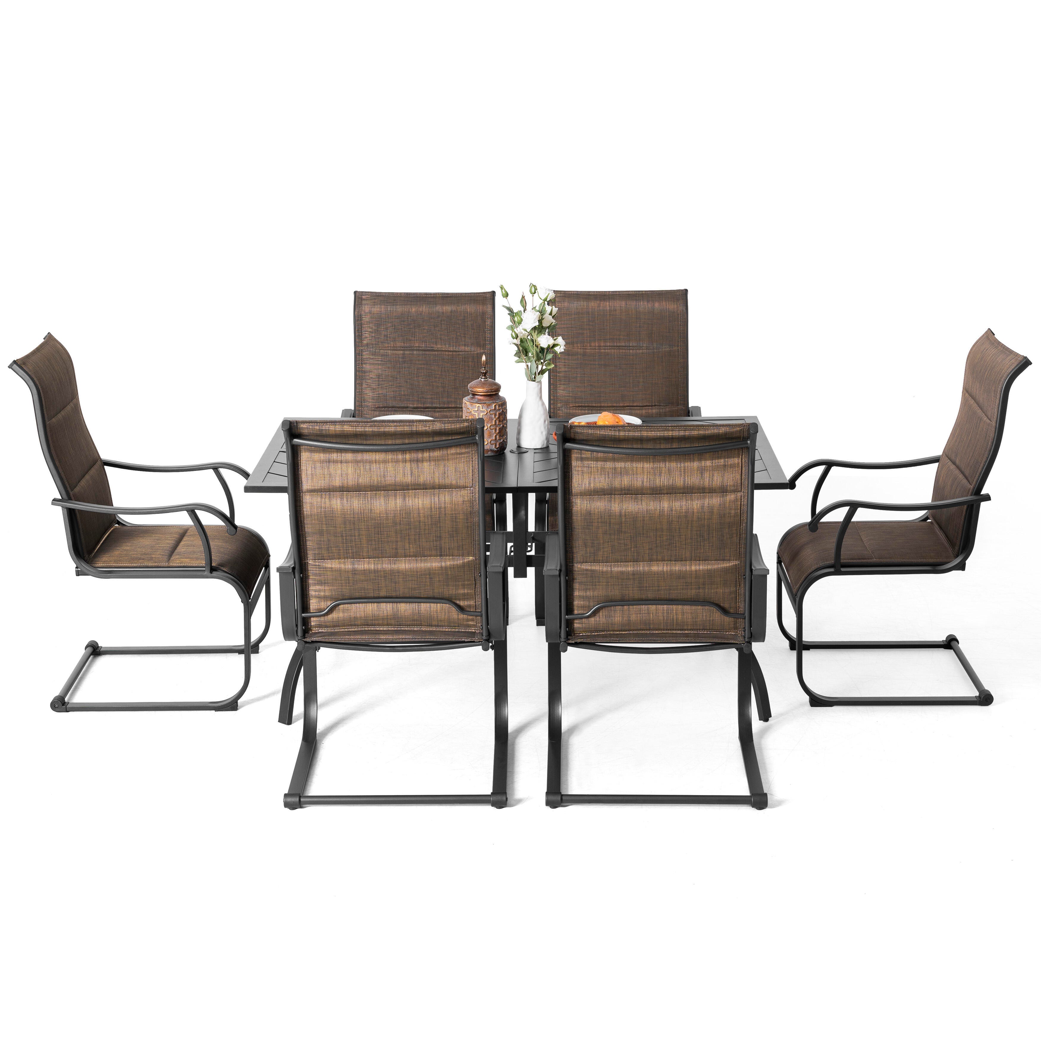 Nuu Garden Aether Outdoor Dining Table and 6 Chairs, Brown, large