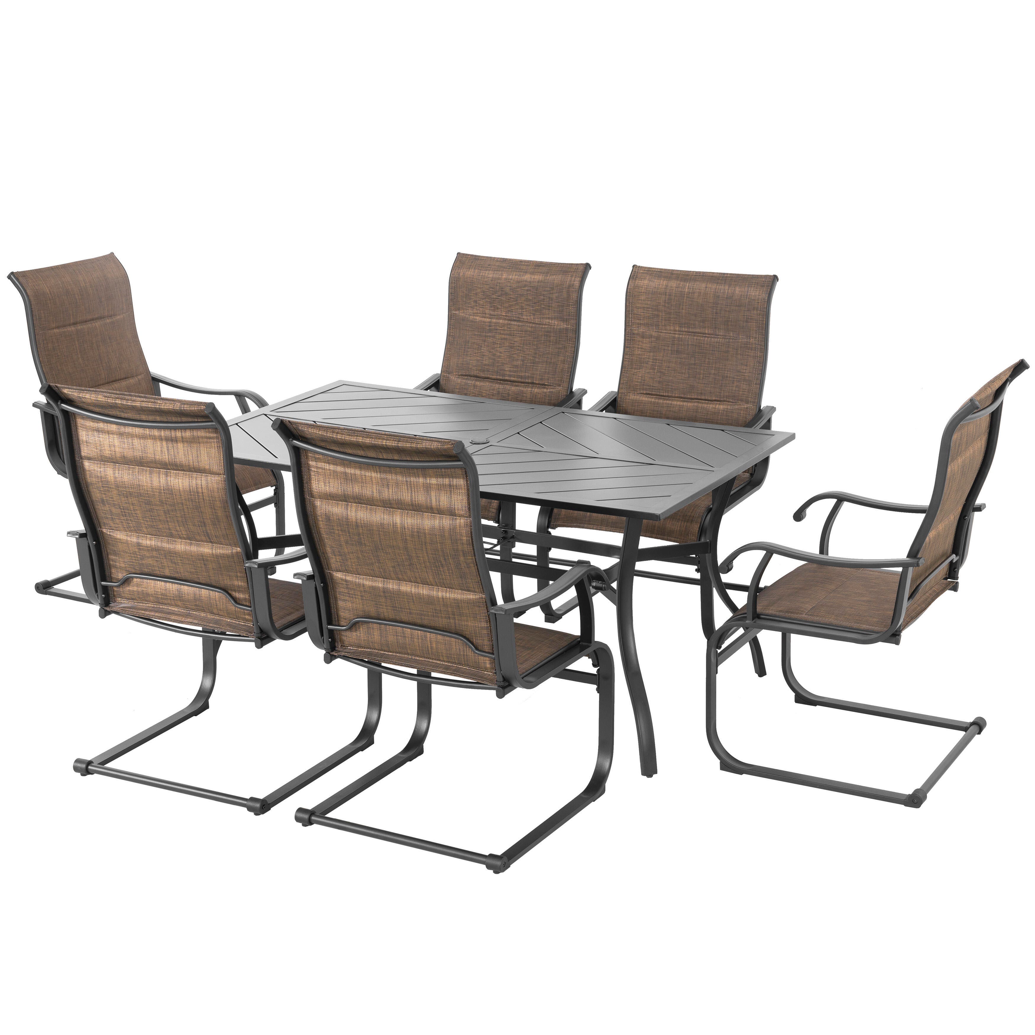 Nuu Garden Aether Outdoor Dining Table and 6 Chairs, Brown, large