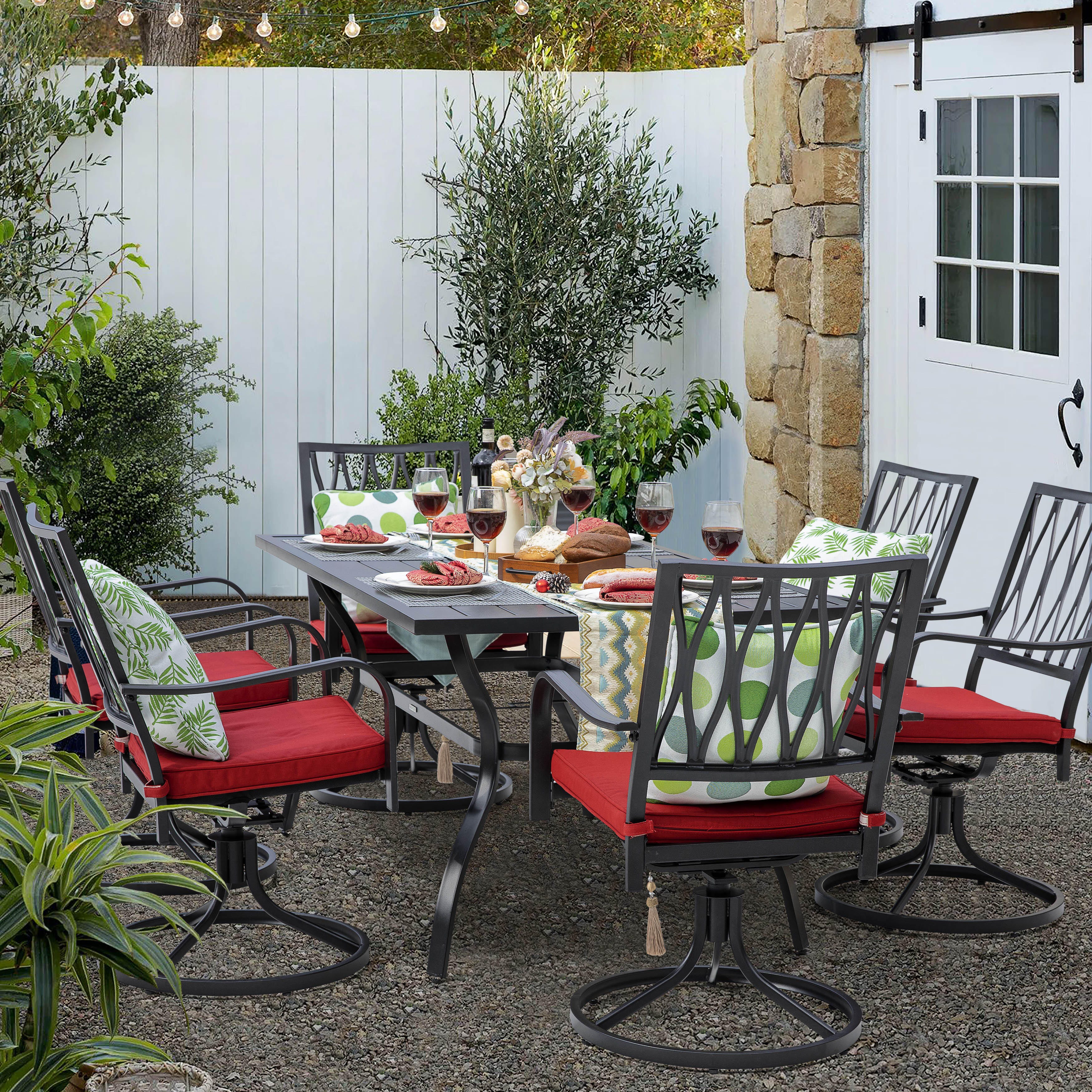 Nuu Garden Outdoor Dining Table and 6 Swivel Chairs, , large