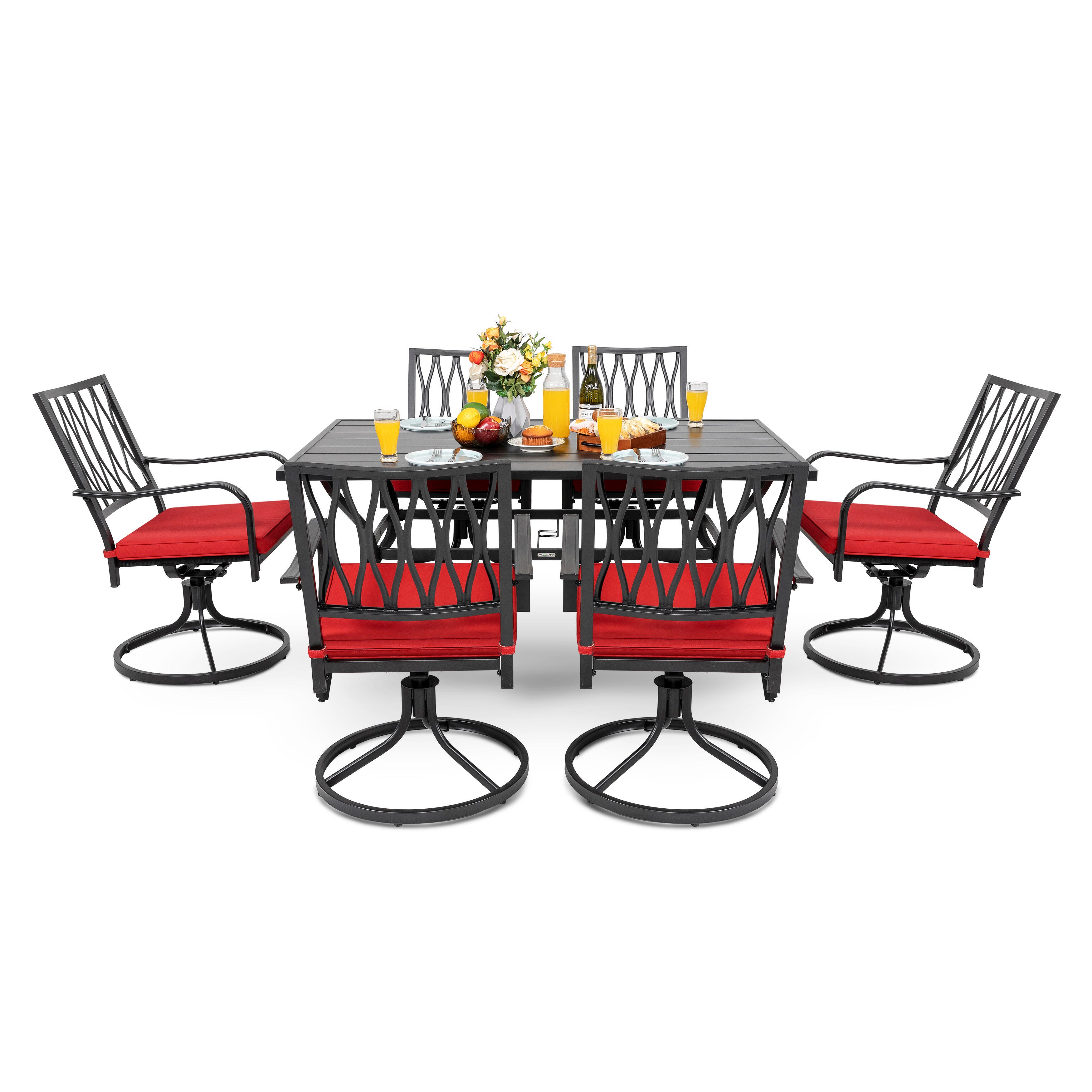Nuu Garden Outdoor Dining Table and 6 Swivel Chairs, , large