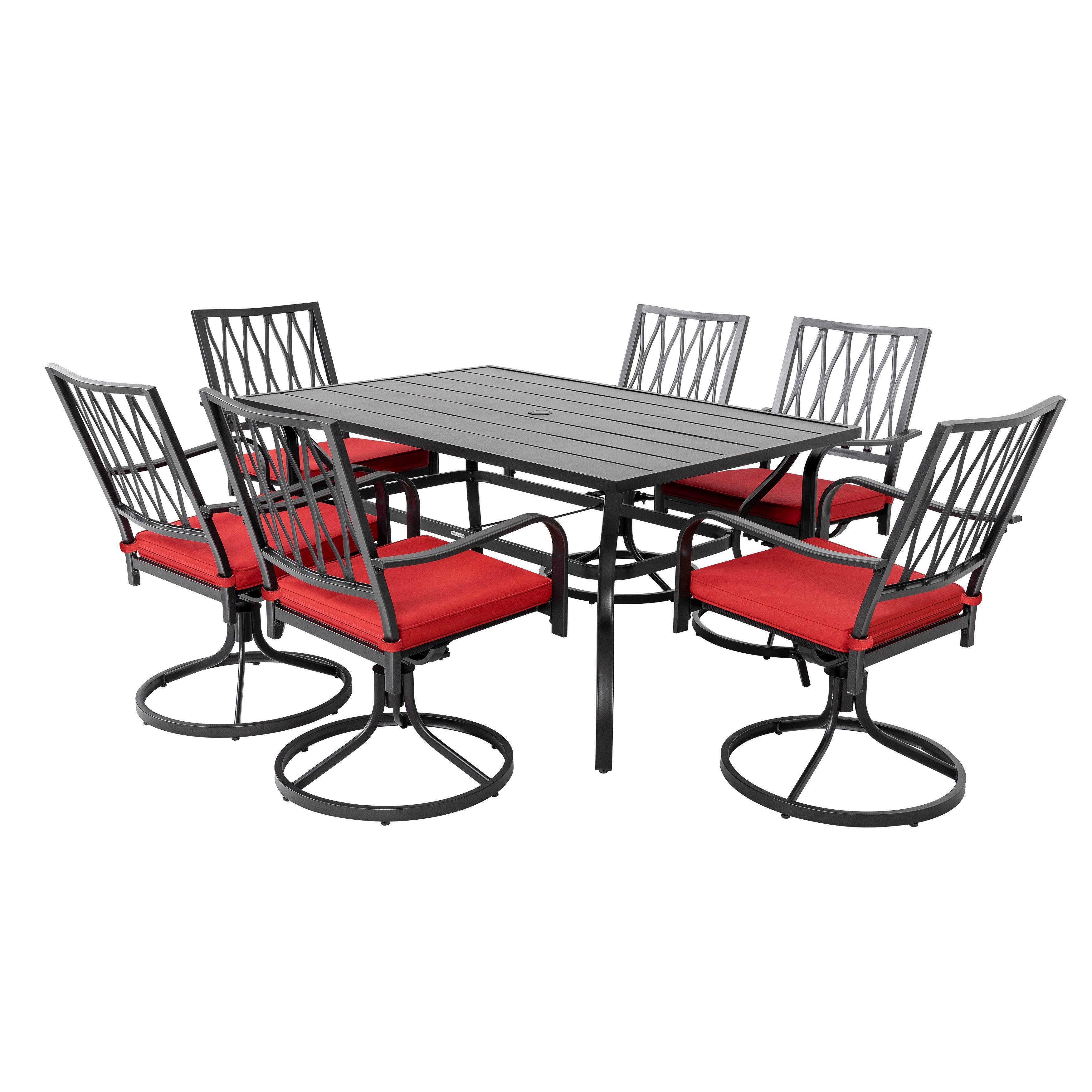 Nuu Garden Outdoor Dining Table and 6 Swivel Chairs, , large