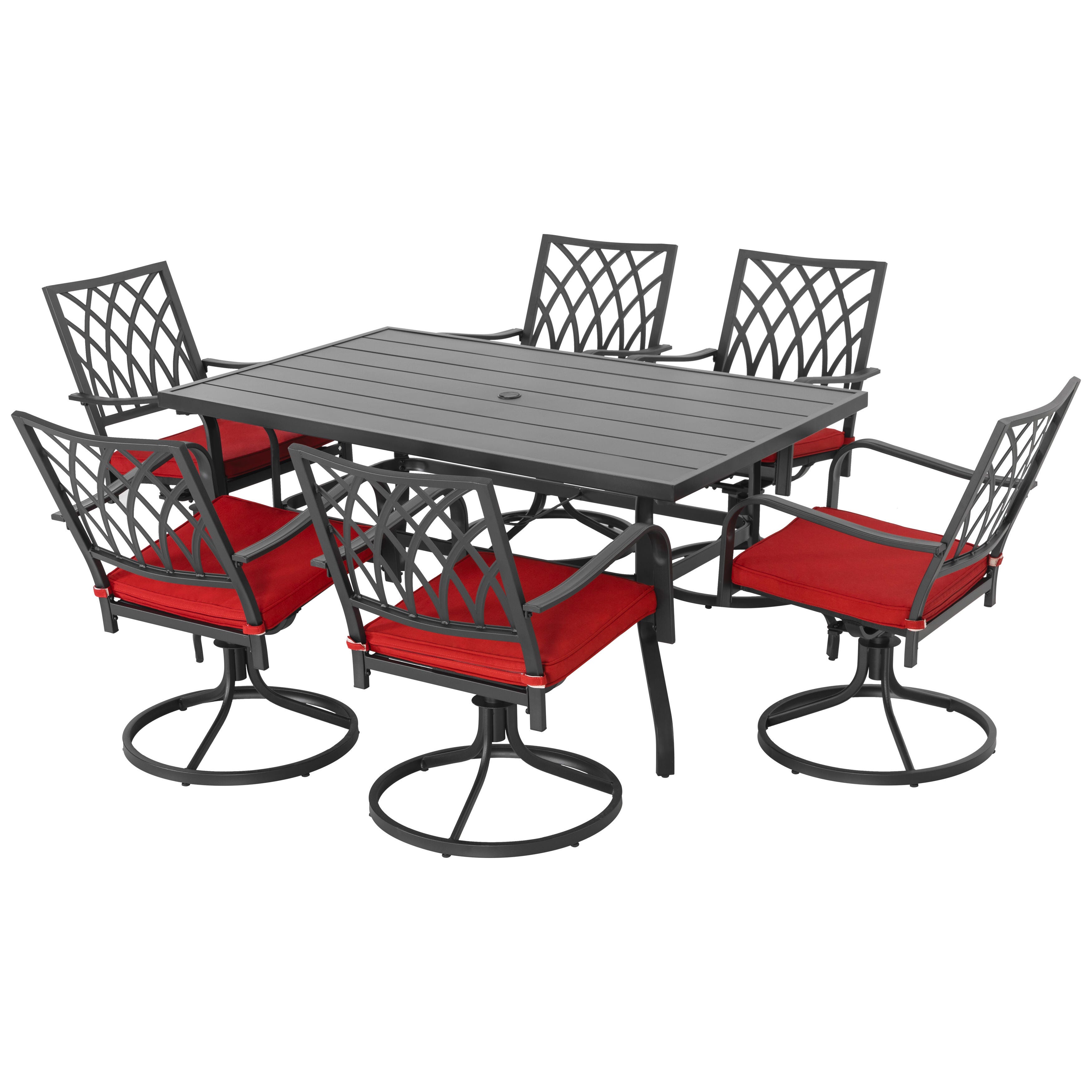 Nuu Garden Outdoor Modular Dining Table and 6 Swivel Chairs, , large