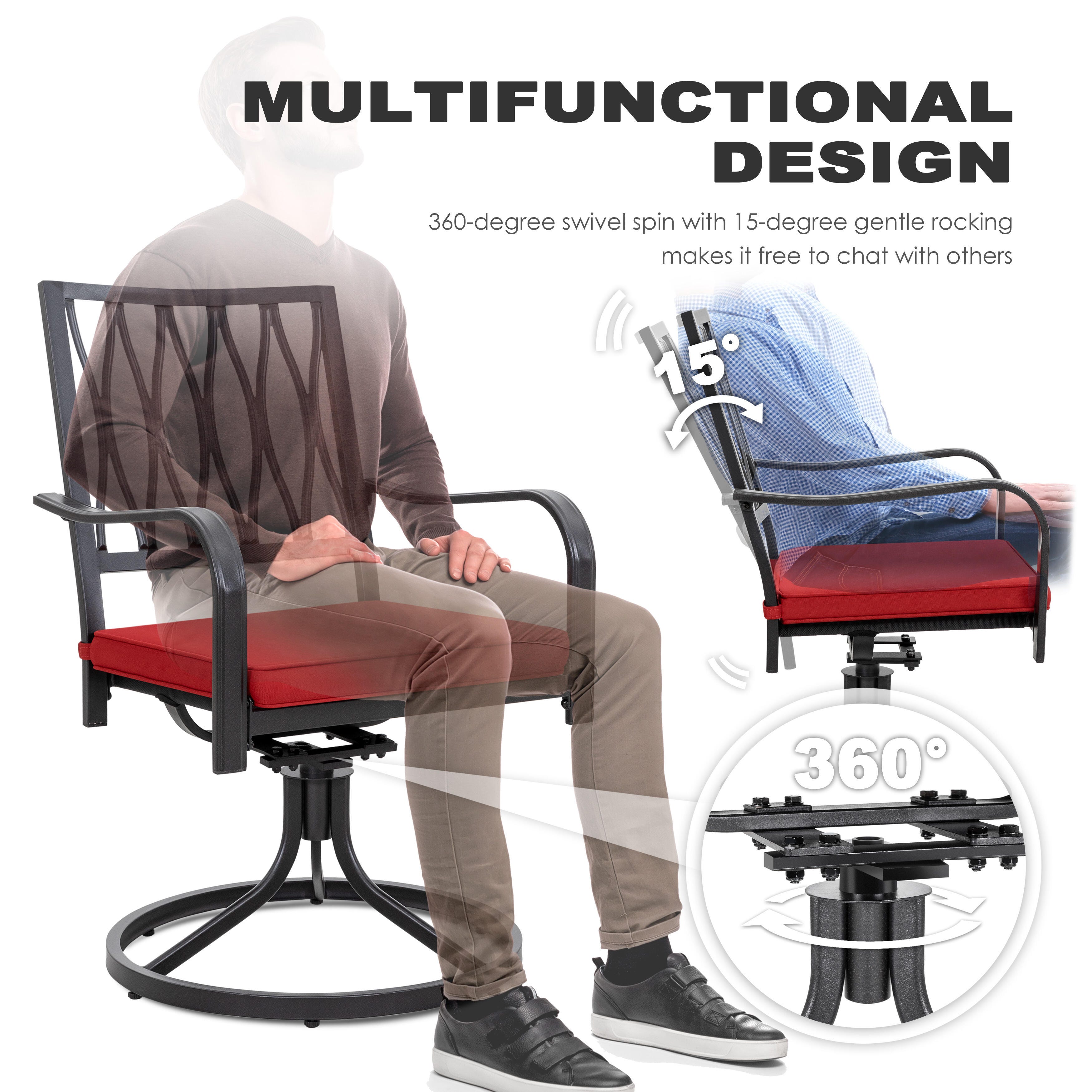 Nuu Garden Outdoor Modular Dining Table and 6 Swivel Chairs, , large