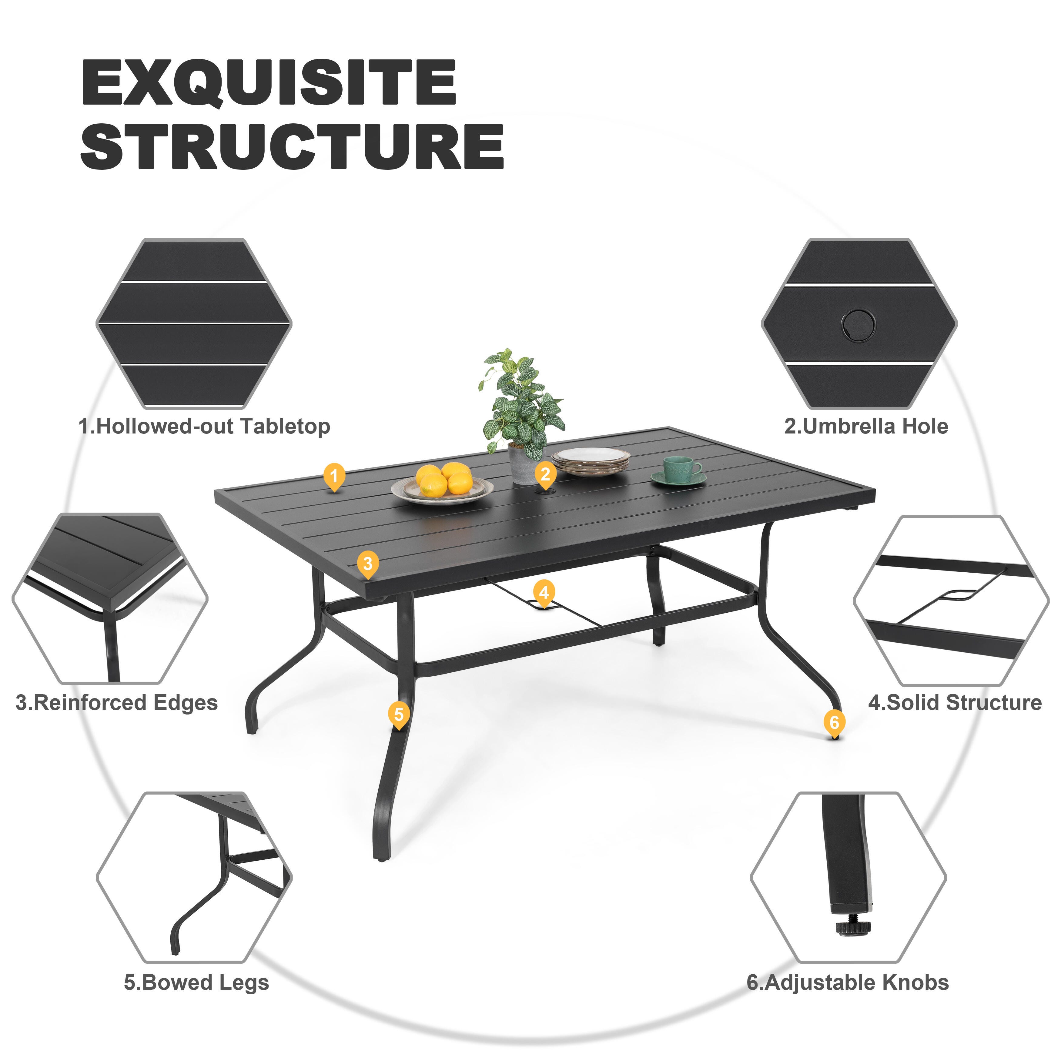 Nuu Garden Outdoor Modular Dining Table and 6 Swivel Chairs, , large
