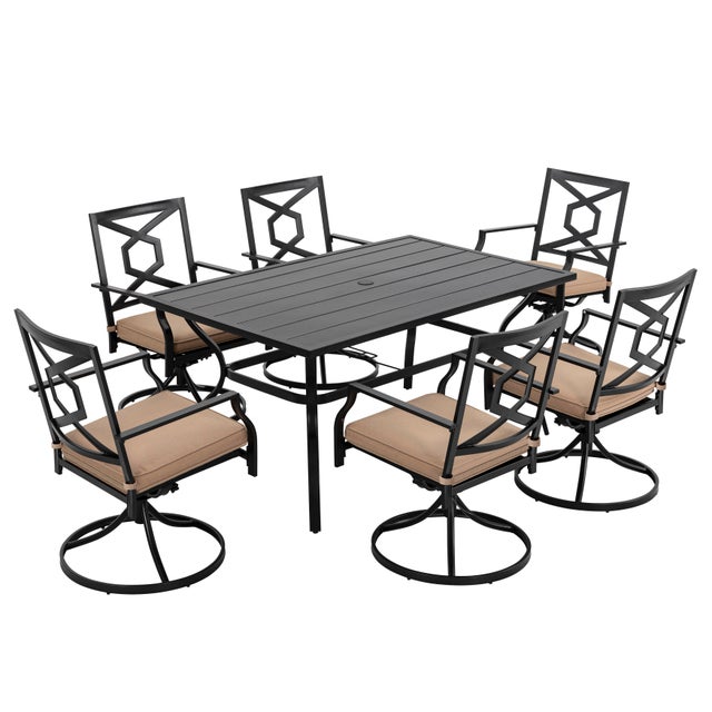 Nuu Garden Outdoor Dining Table and 6 Swivel Chairs with Cushions