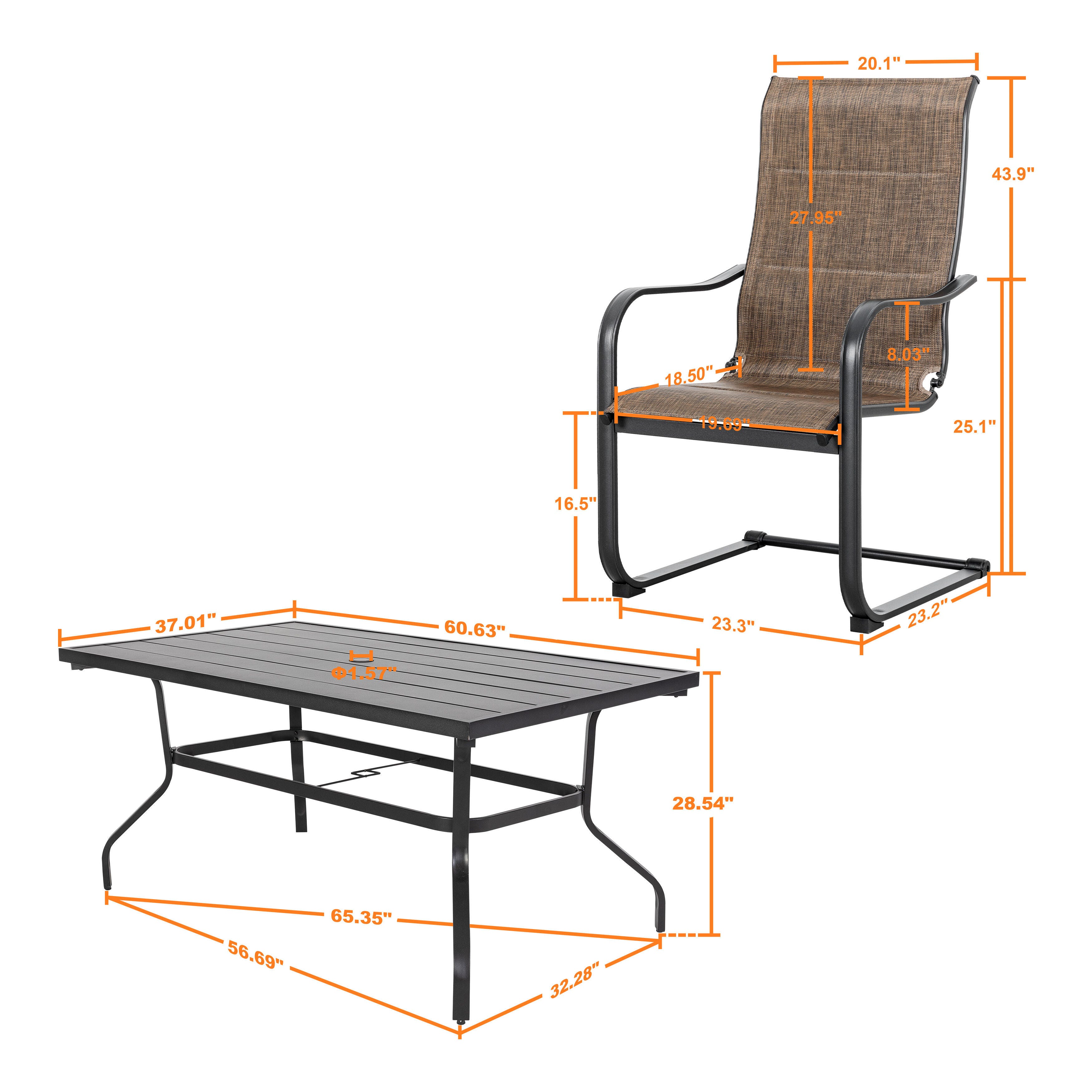 Nuu Garden Outdoor Dining Table with Umbrella Hole and 6 Chairs, , large