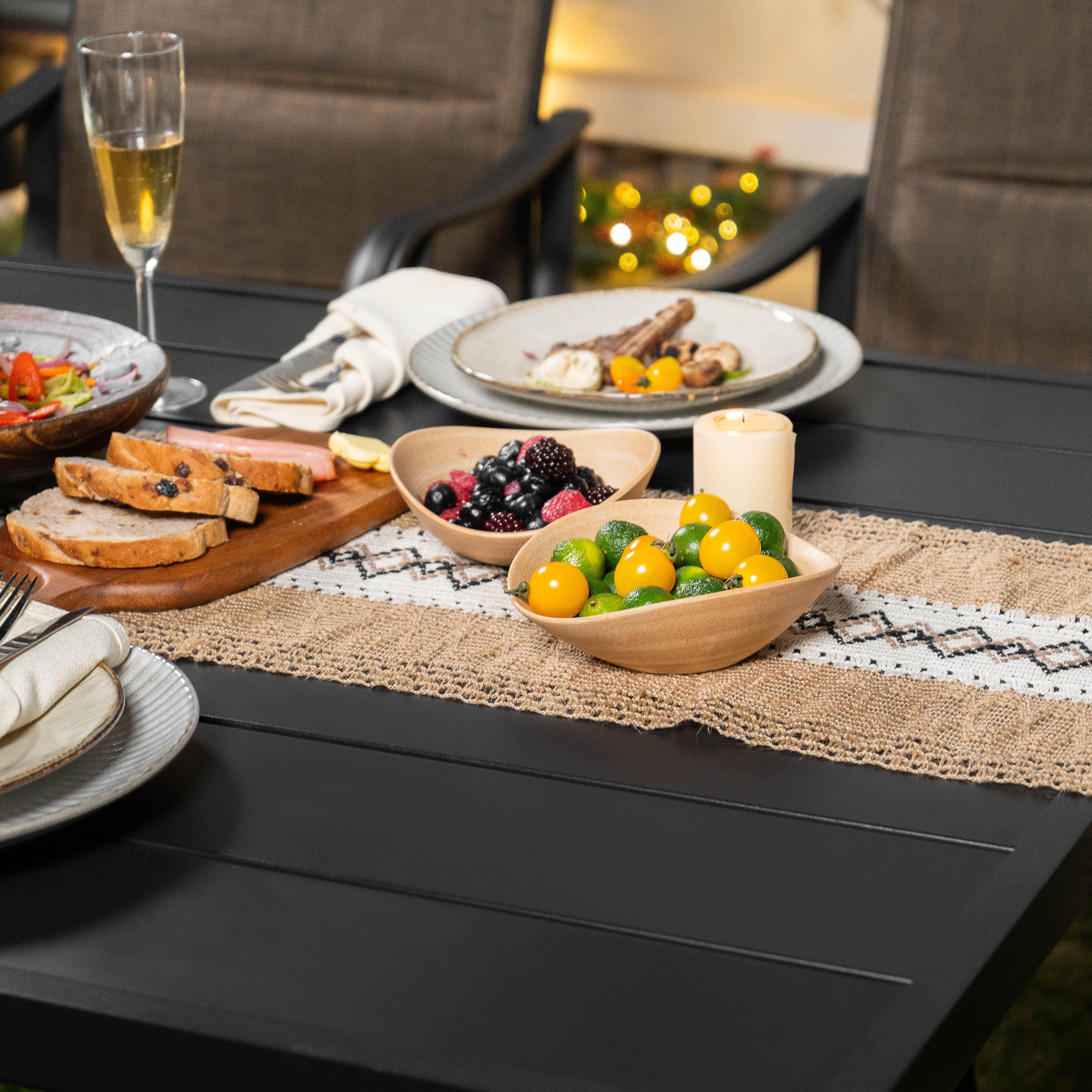 Nuu Garden Verve Outdoor Dining Table with Umbrella Hole and 6